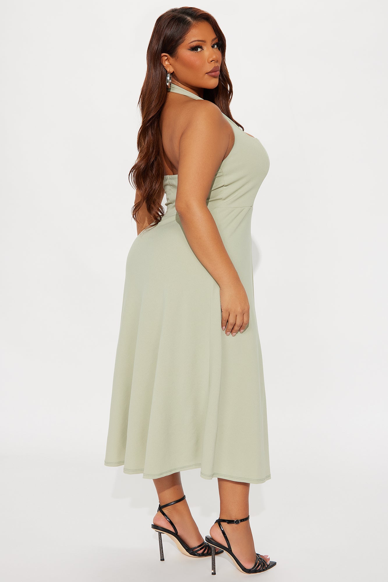 Alena Halter Midi Dress - Sage