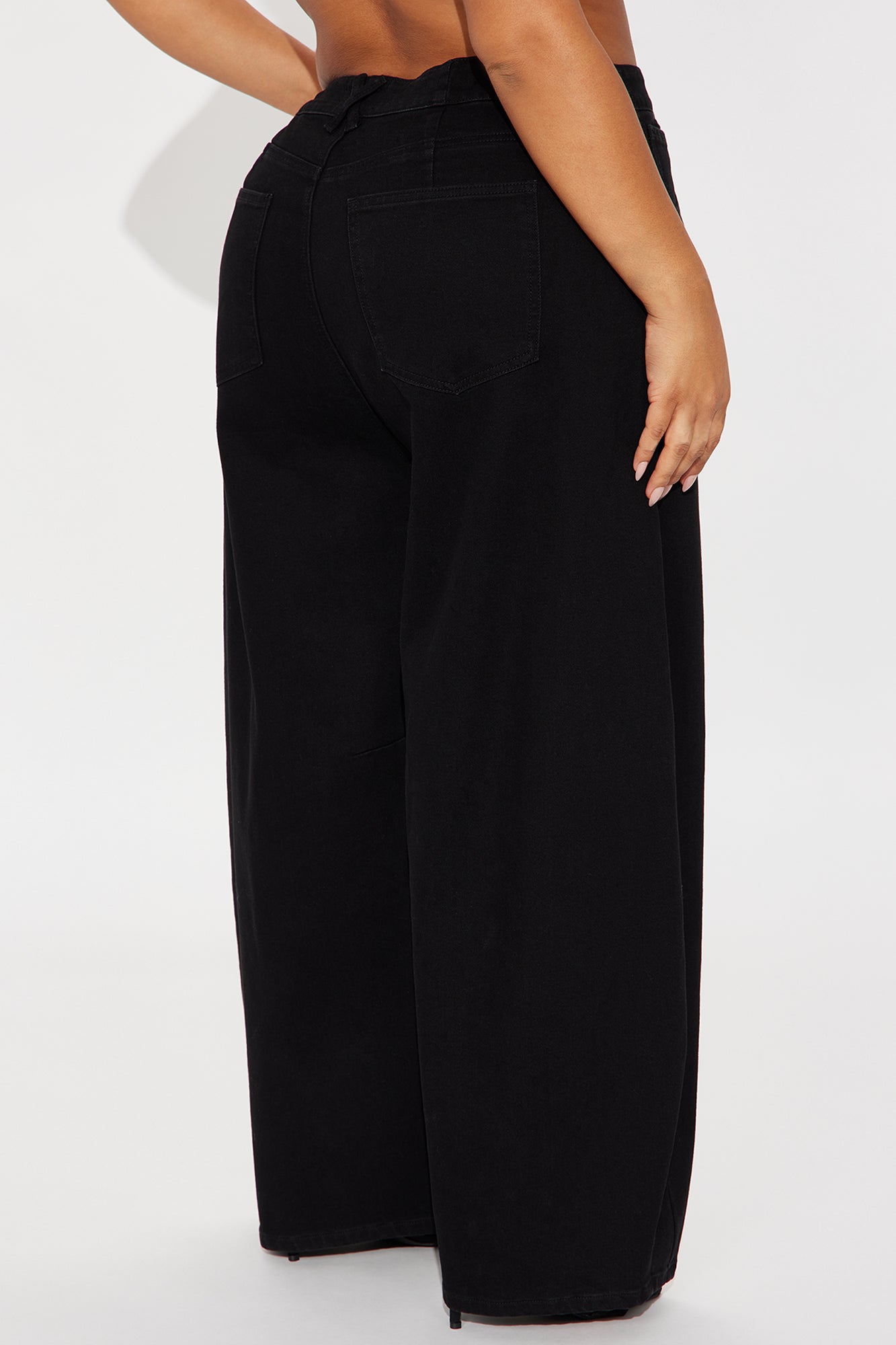 Checked Out Barrel Leg Jeans - Black