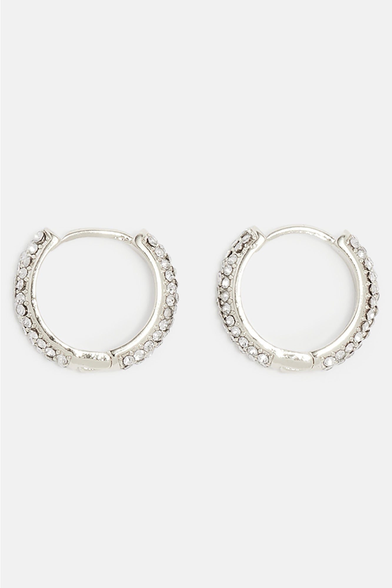 Iced Hoop Earring Set - Silver