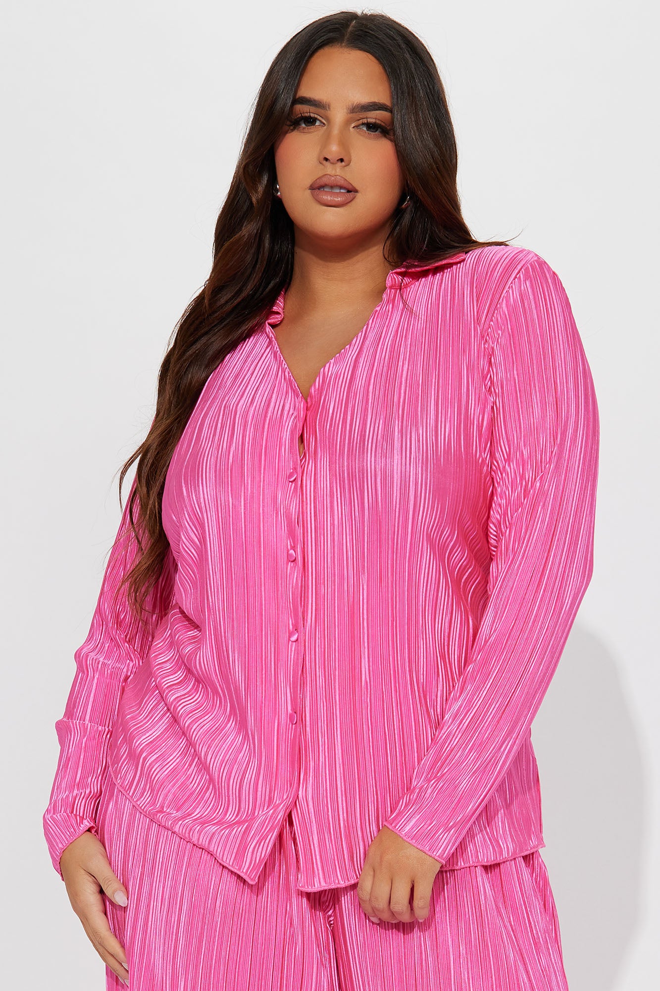 If It Plisse You Pant Set - Pink