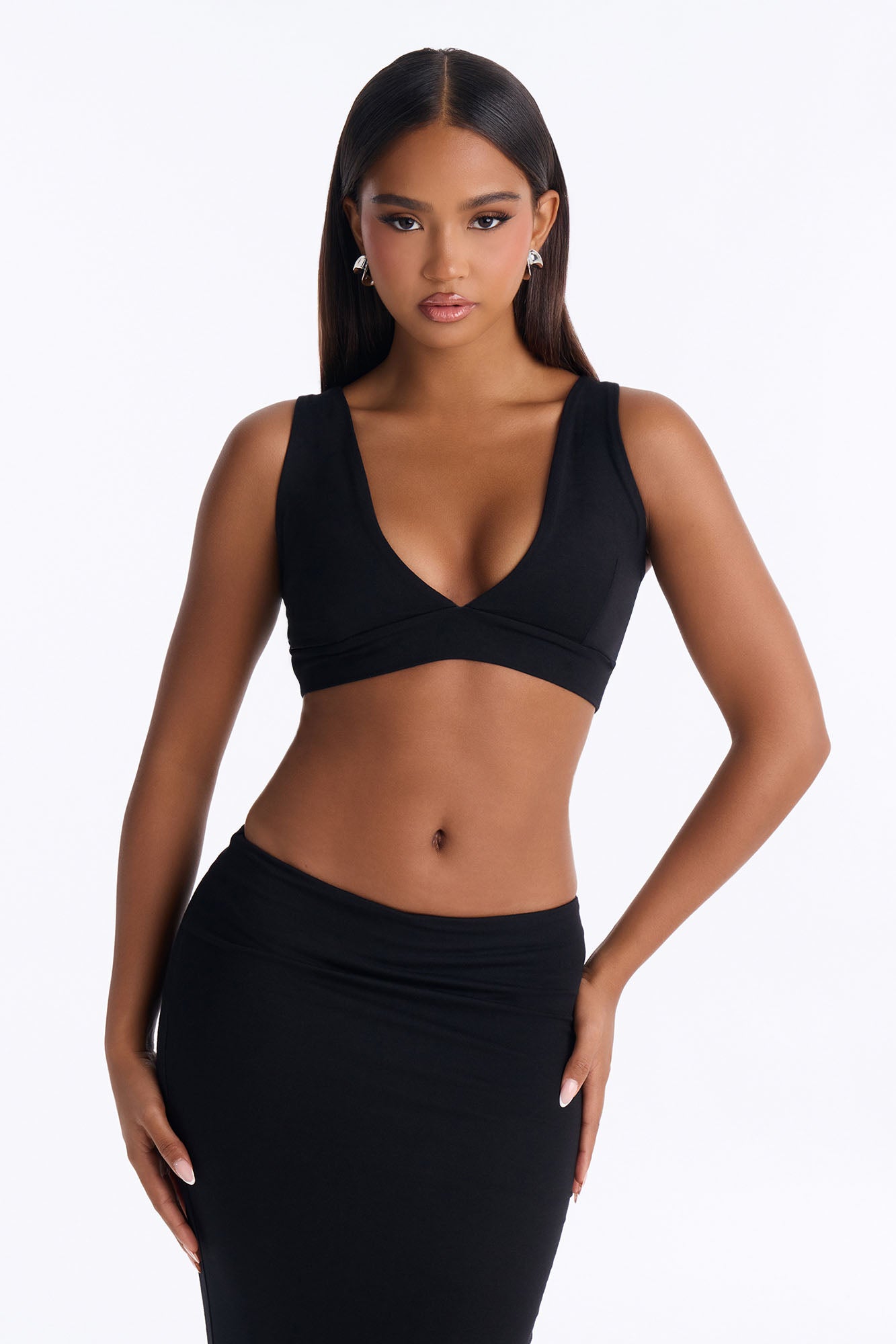 Kristin Premium Modal Maxi Skirt Set - Black