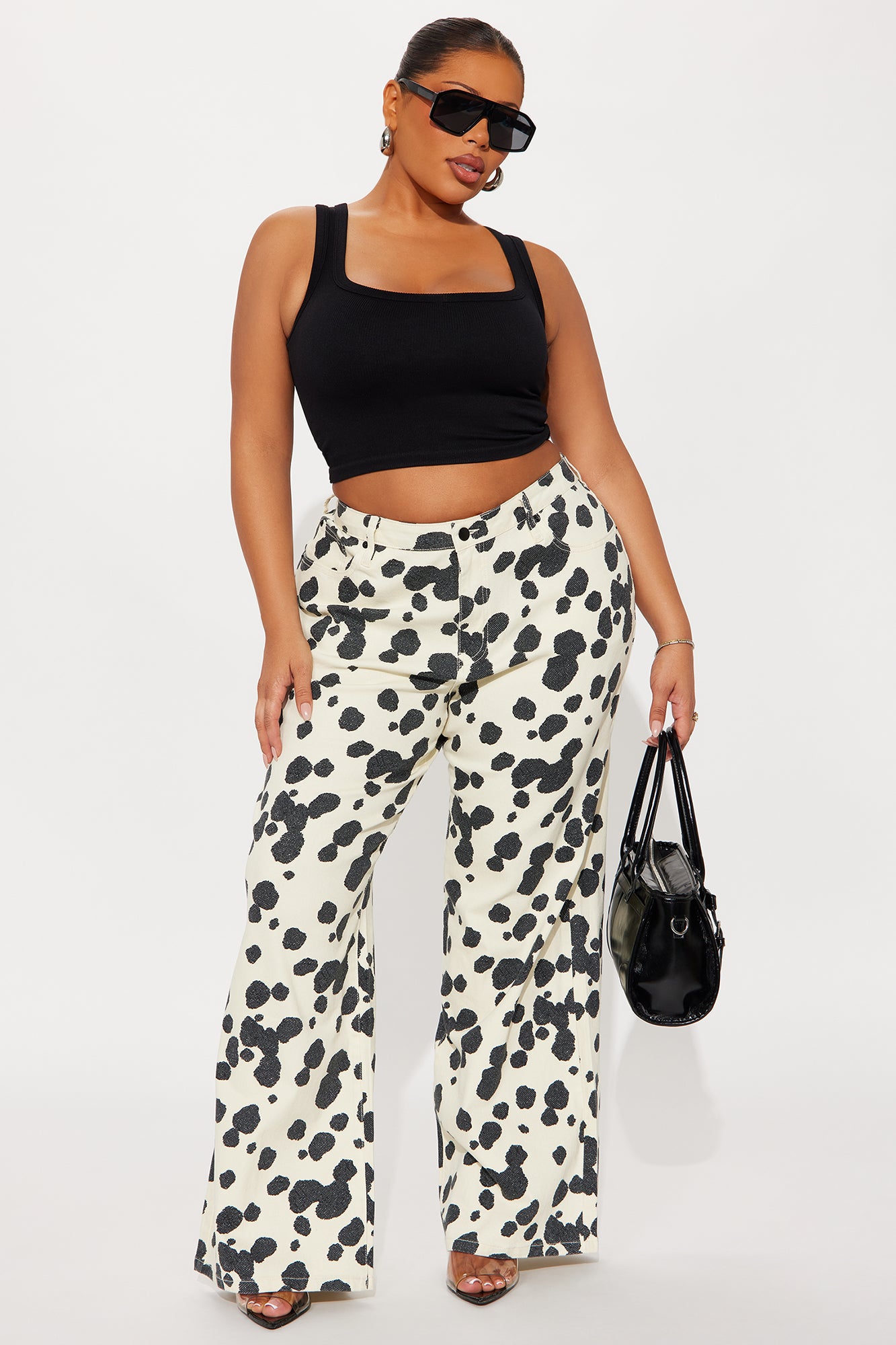 Something Sweet Baggy Printed Jeans - Black/White