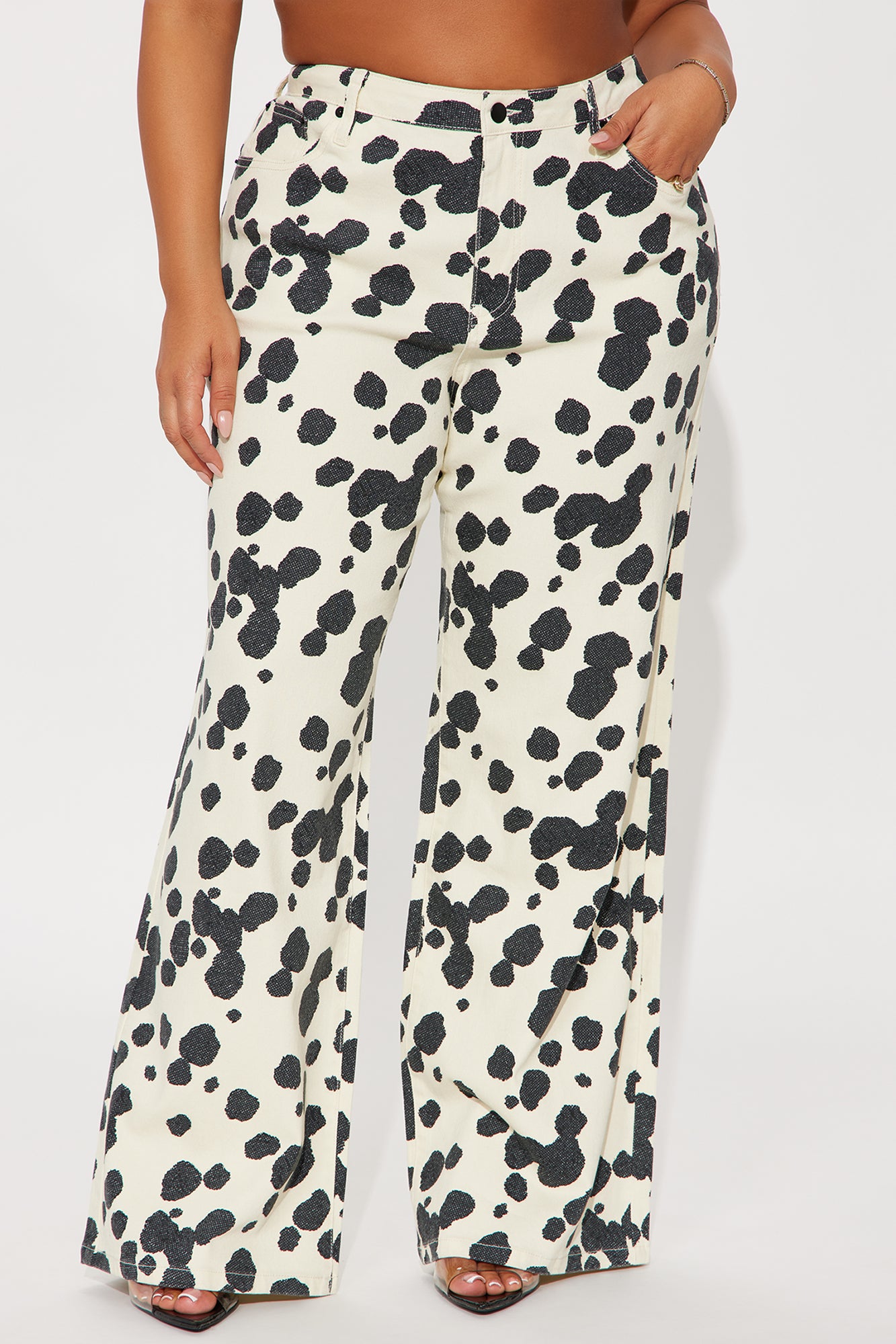 Something Sweet Baggy Printed Jeans - Black/White