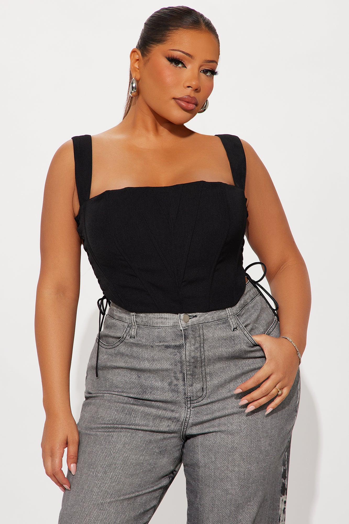 Side Struttin' Corset Top - Black