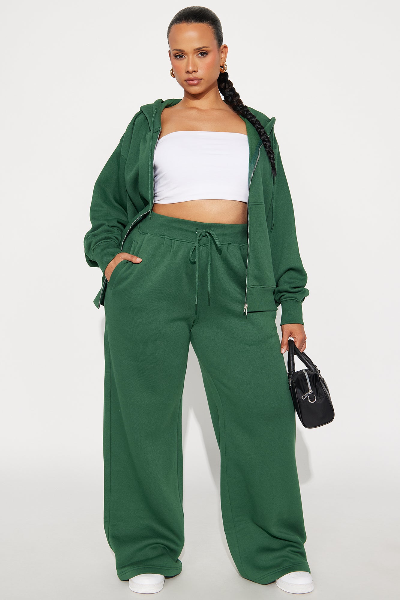 Stole My Ex Boyfriend's Wide Leg Sweatpants - Hunter