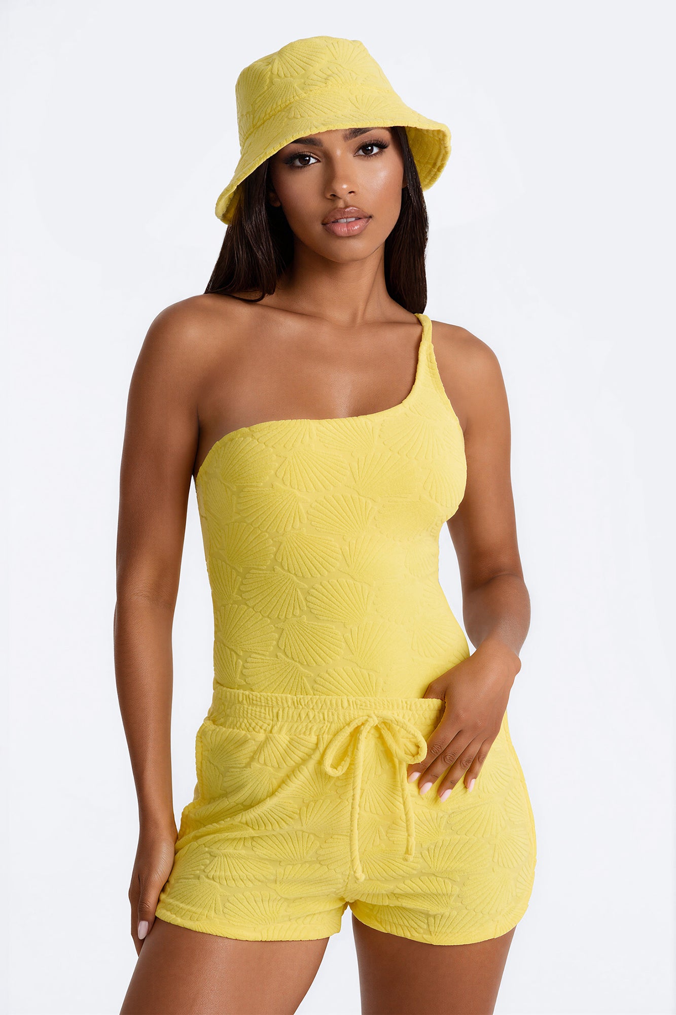 Danielle Terry Cloth 3 Piece Swim Short Set - Yellow