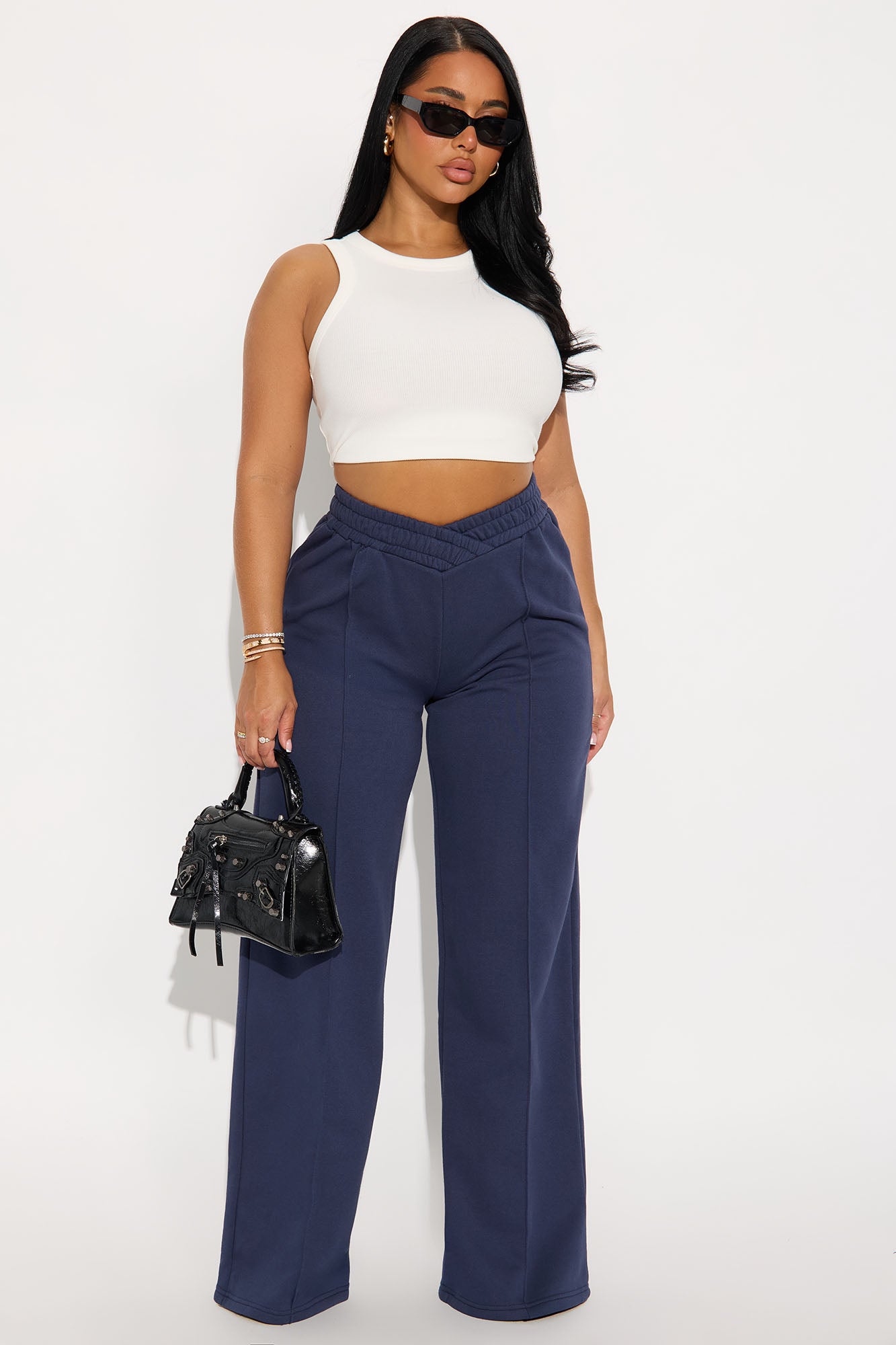 Cassandra Cross Over Lounge Pant - Navy