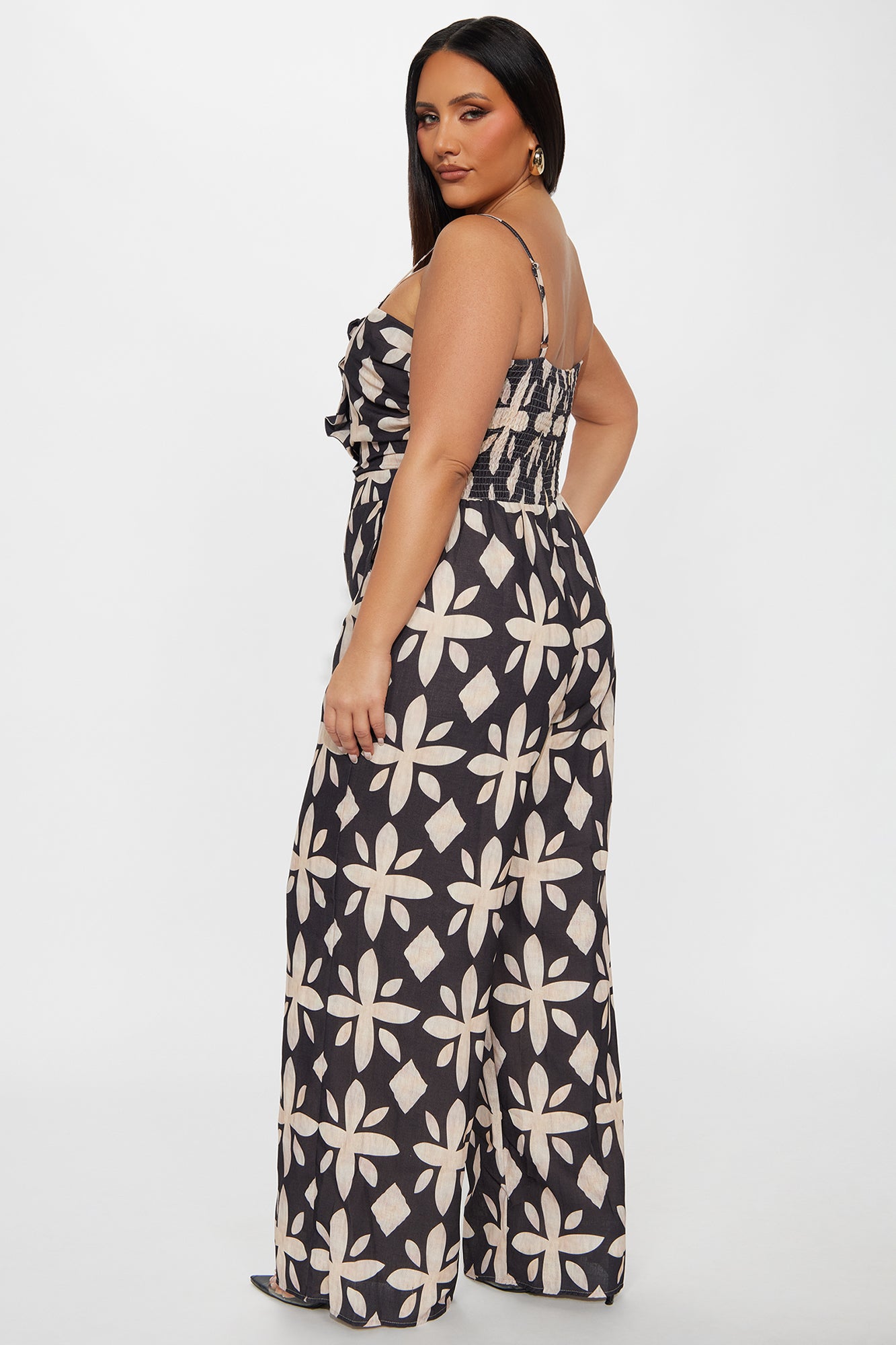 Francesca Linen Jumpsuit - Charcoal/combo