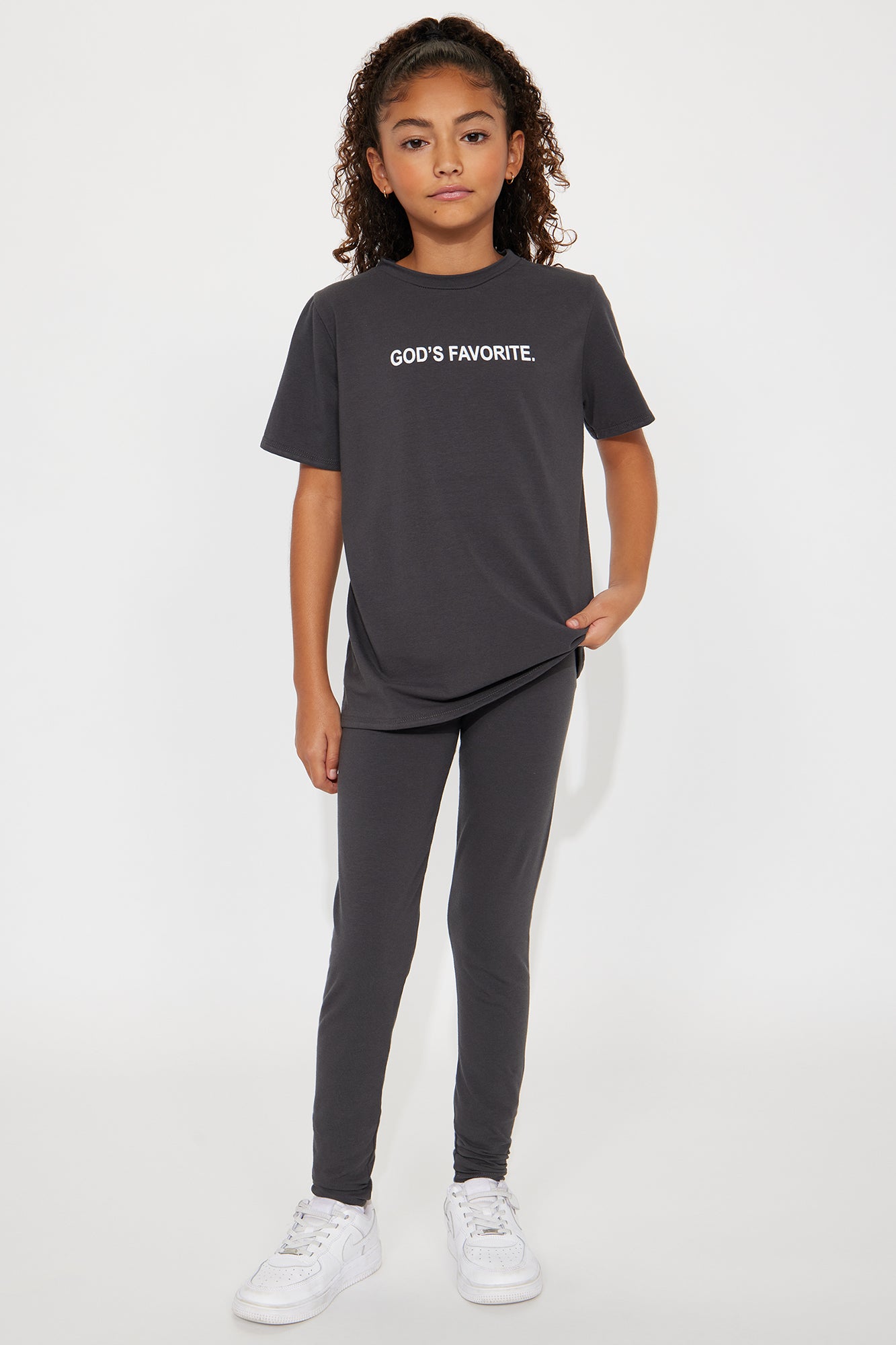 Mini God's Favorite Legging Set - Charcoal