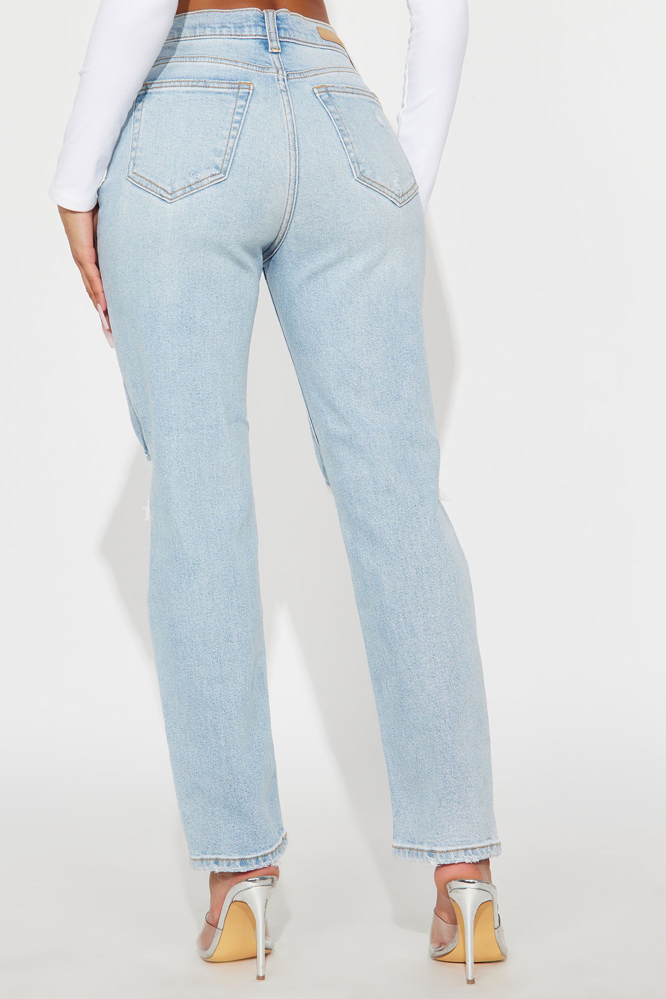 Astoria Ripped Straight Leg Jeans - Light Wash