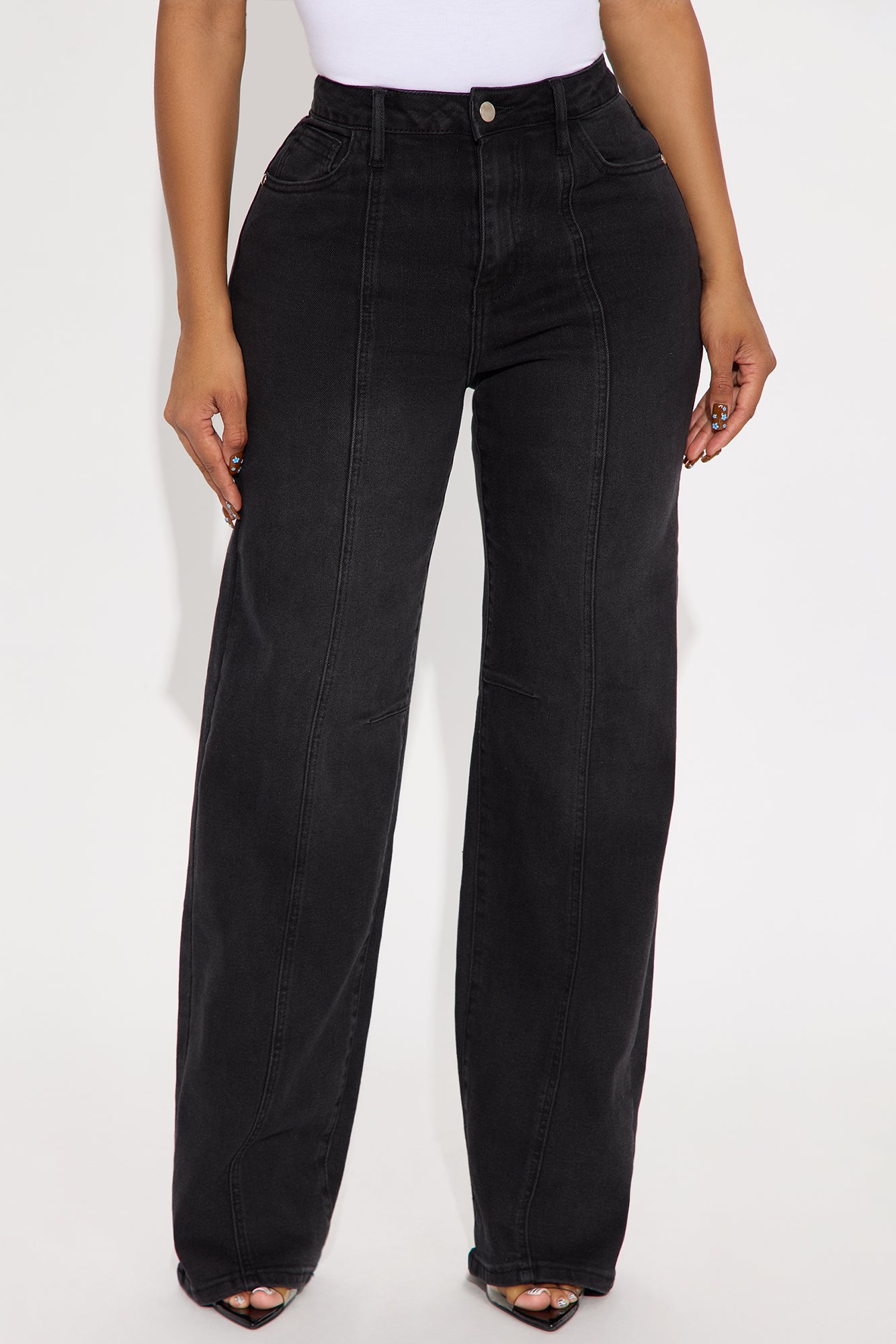 No Pretending Seamed Straight Leg Jeans - Black Wash