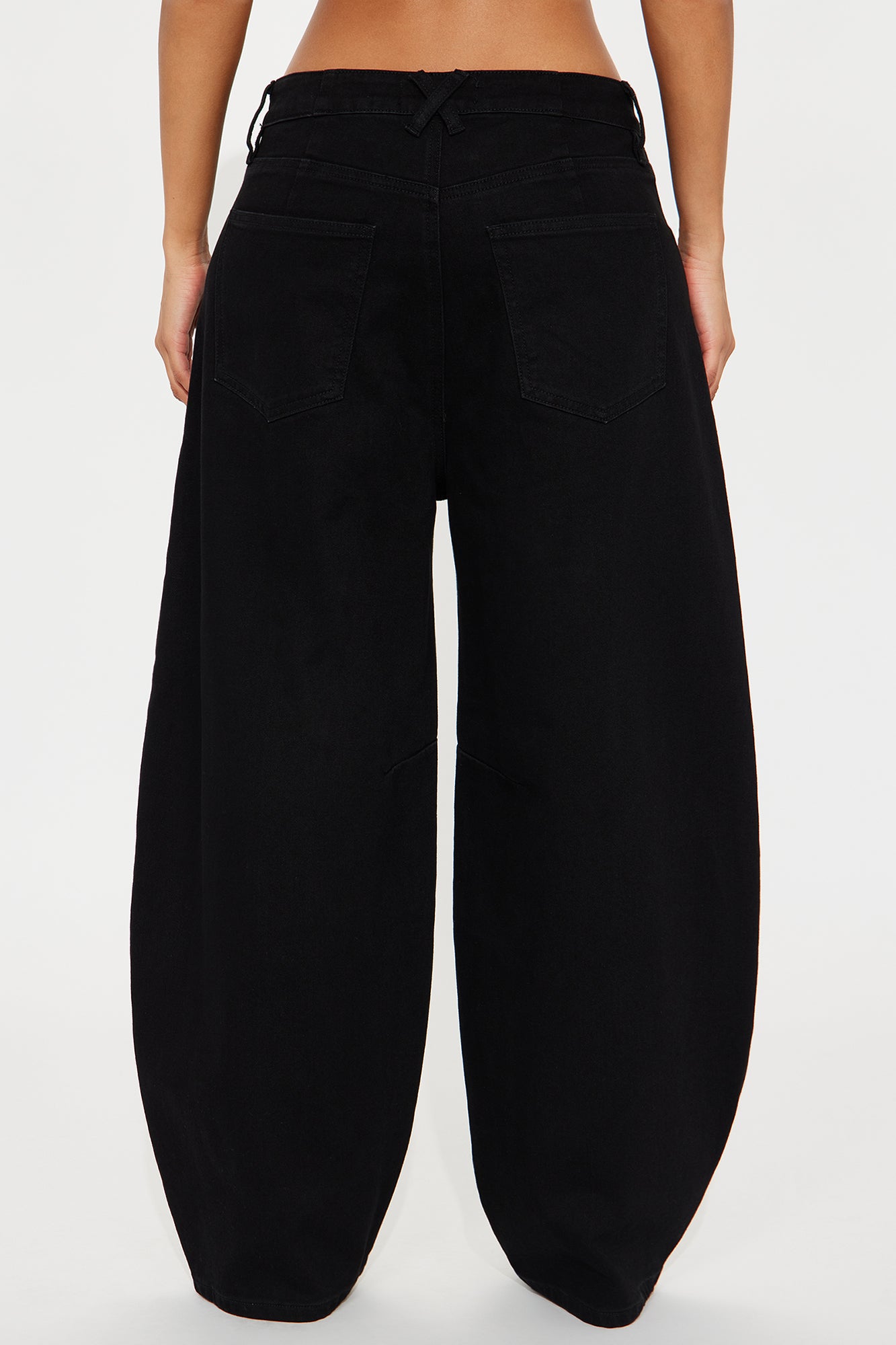 Checked Out Barrel Leg Jeans - Black