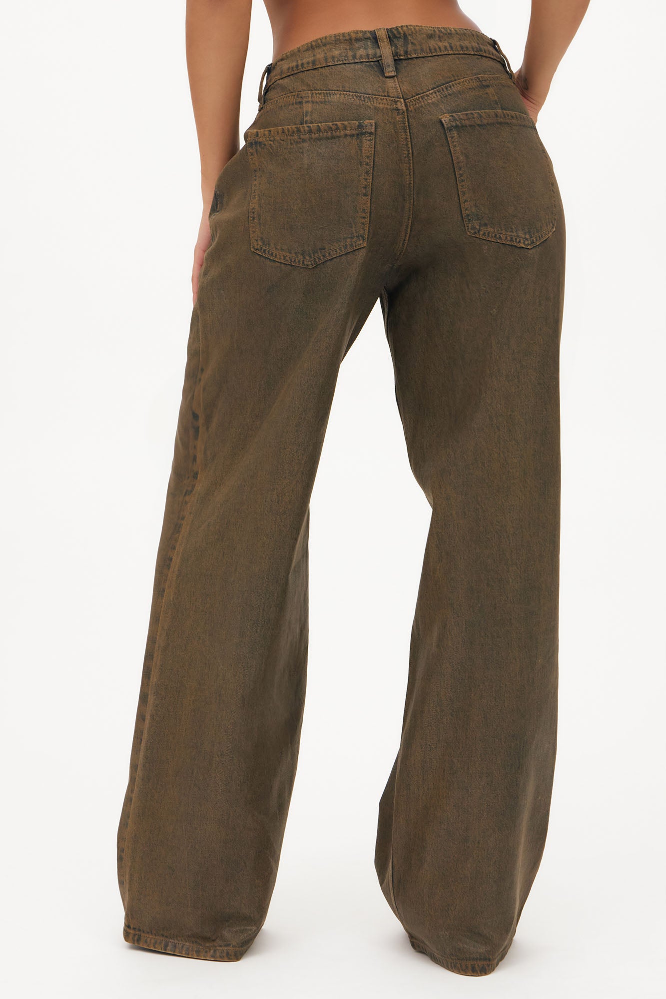 Play It Off Coated Wide Leg Jeans - Brown