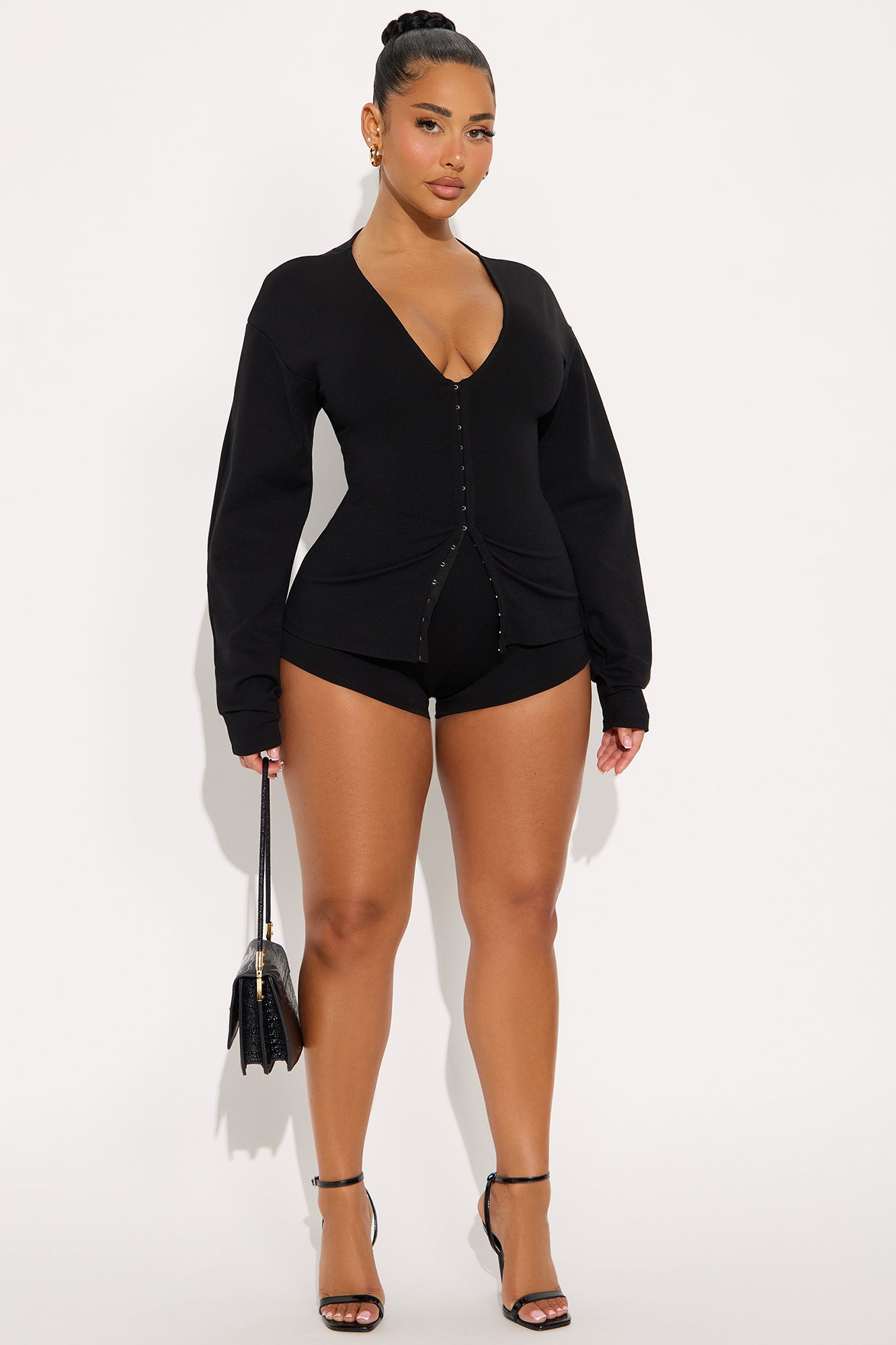Step It Up Ponte Micro Short Set - Black