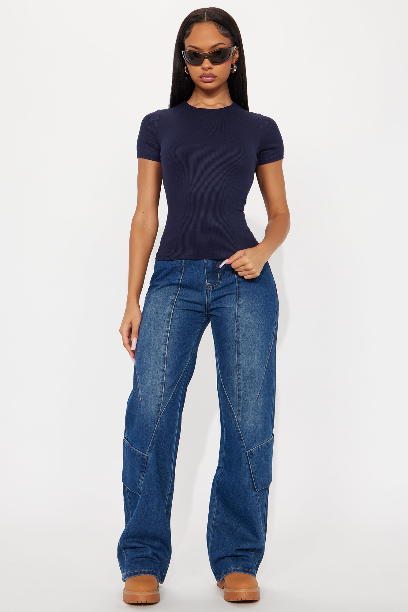 Chloe Crew Neck Short Sleeve Tee - Navy