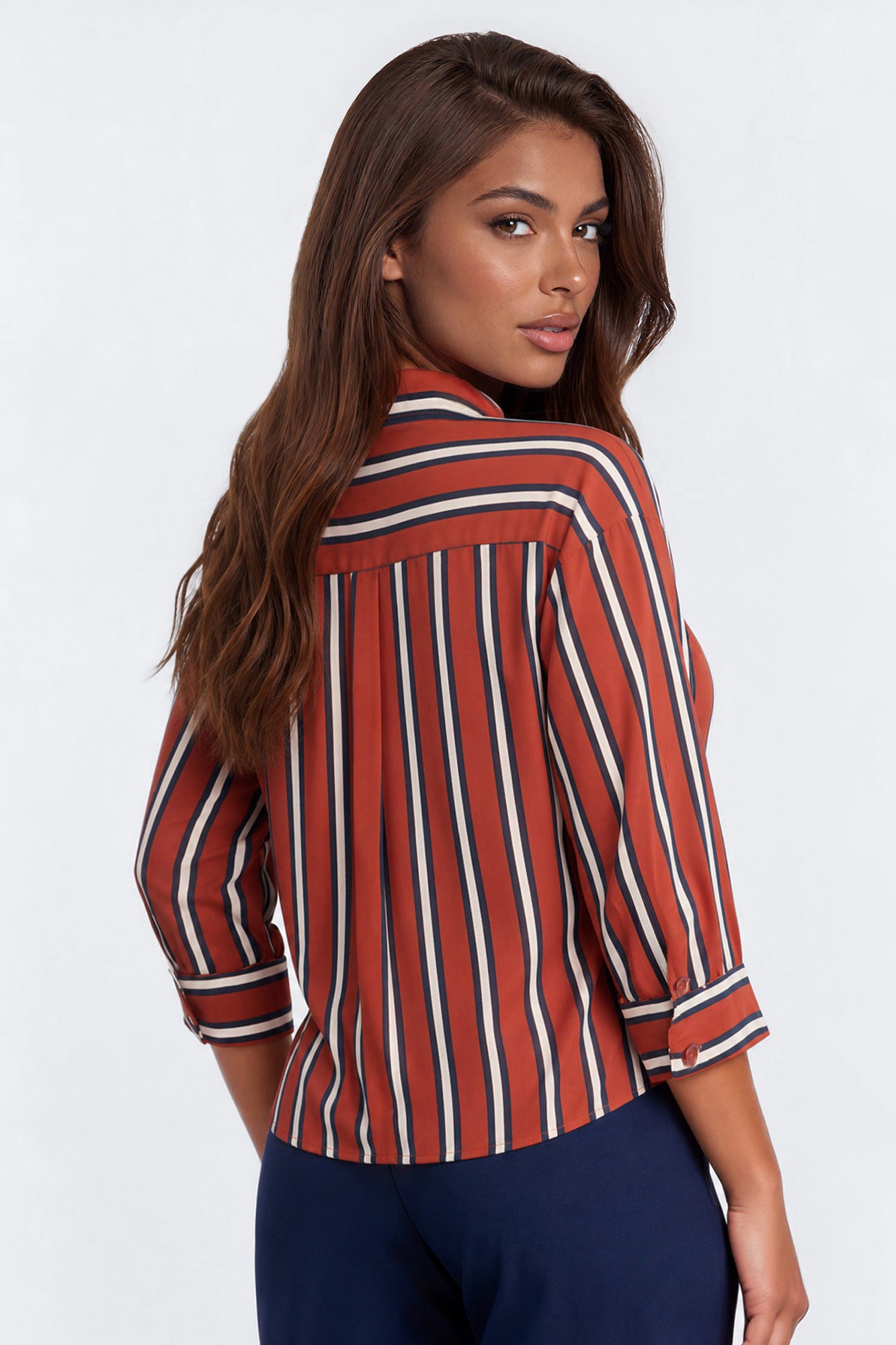 Stripes On Stripes Button Down Shirt - Terracotta