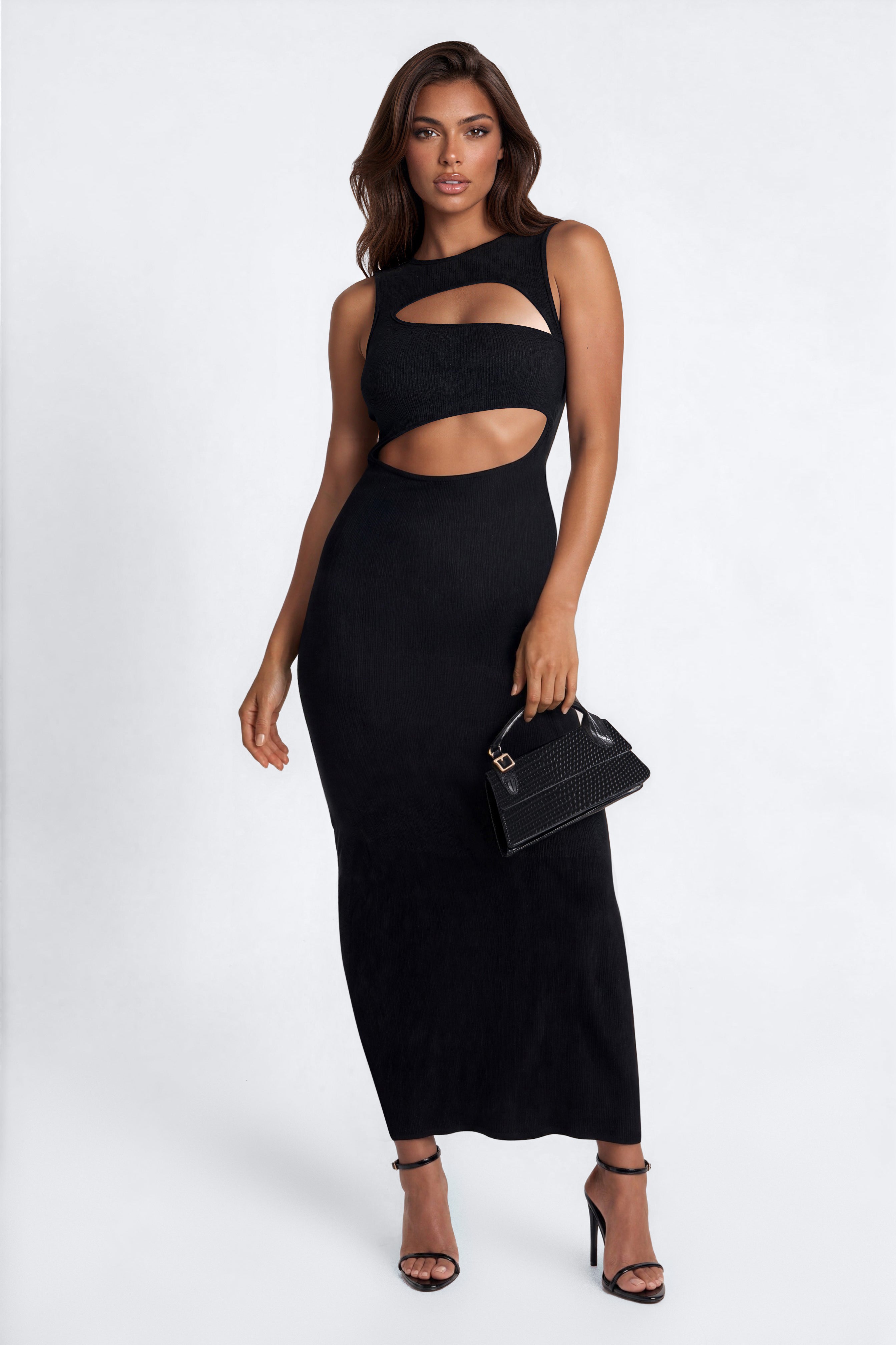 Acacia Snatched Maxi Dress - Black