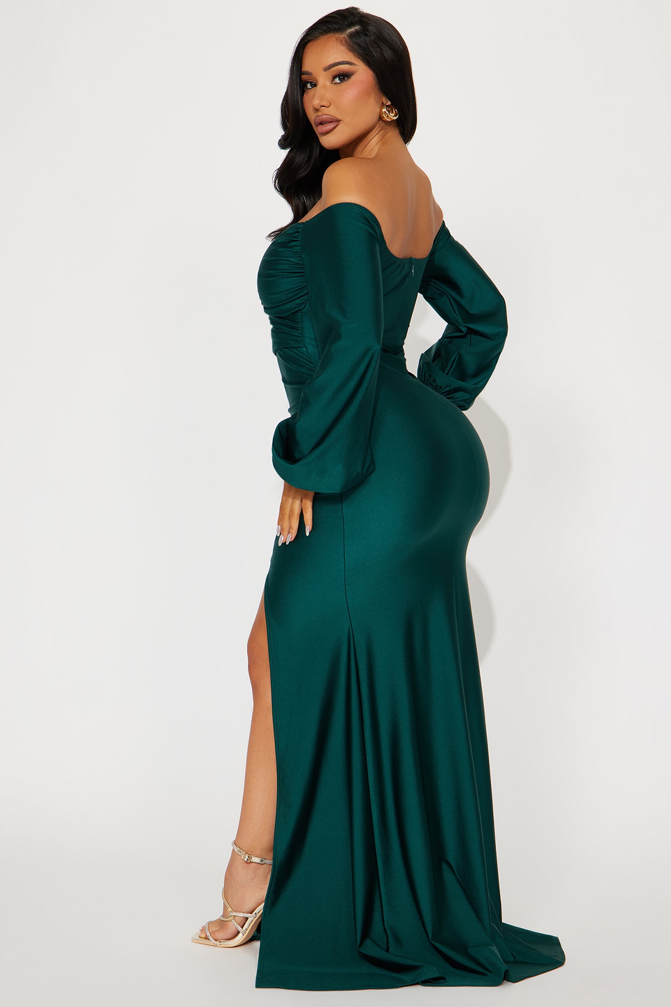 Denise Off Shoulder Maxi Dress - Hunter