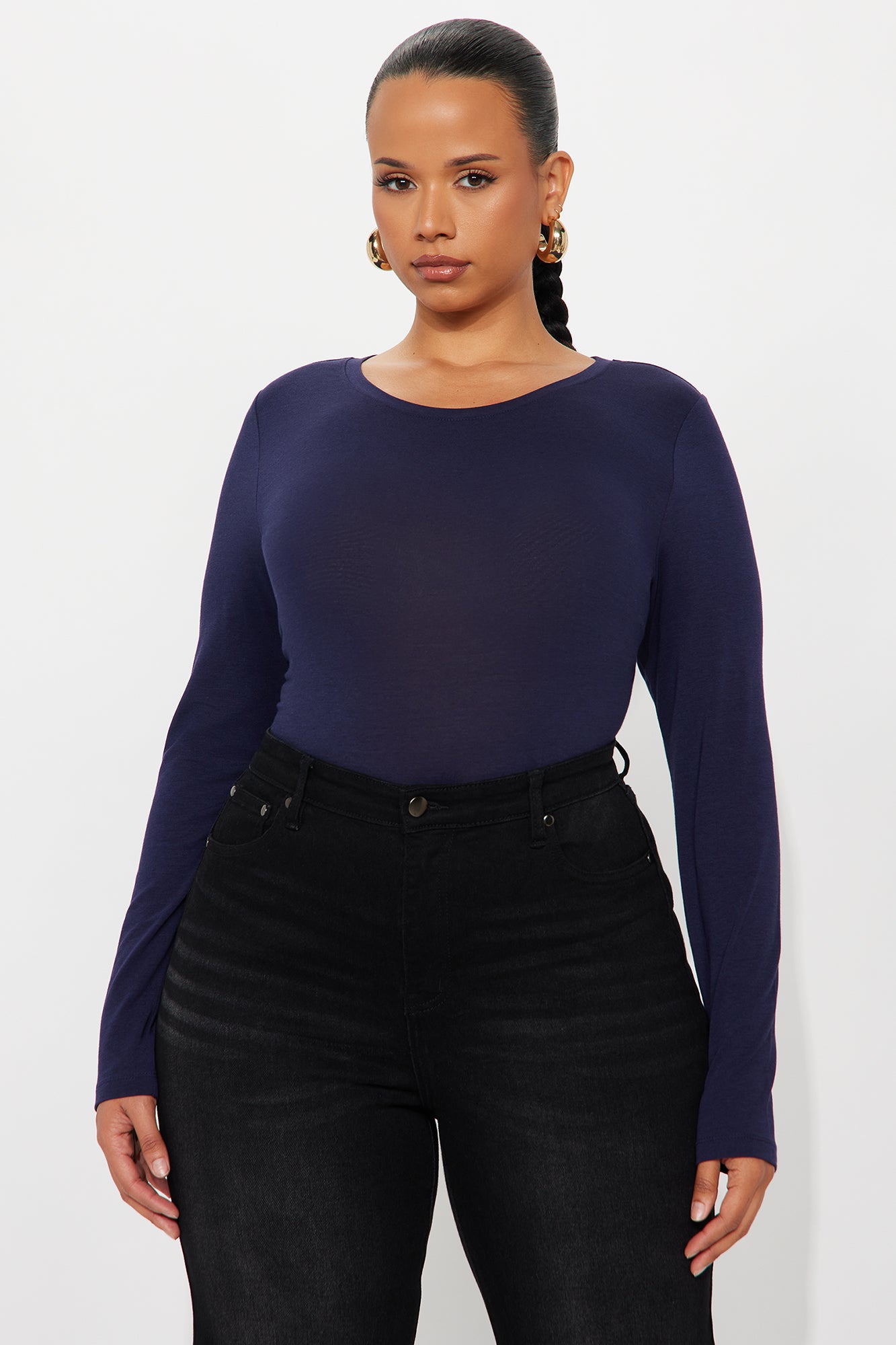 Julia Long Sleeve Top - Navy