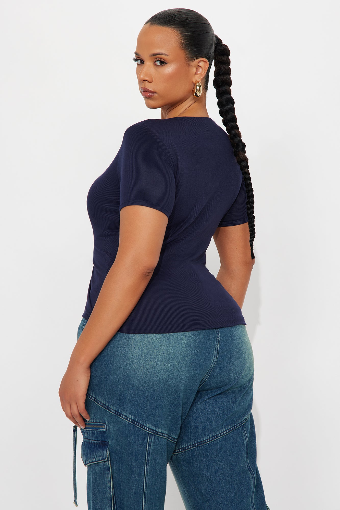 Chloe Crew Neck Short Sleeve Tee - Navy