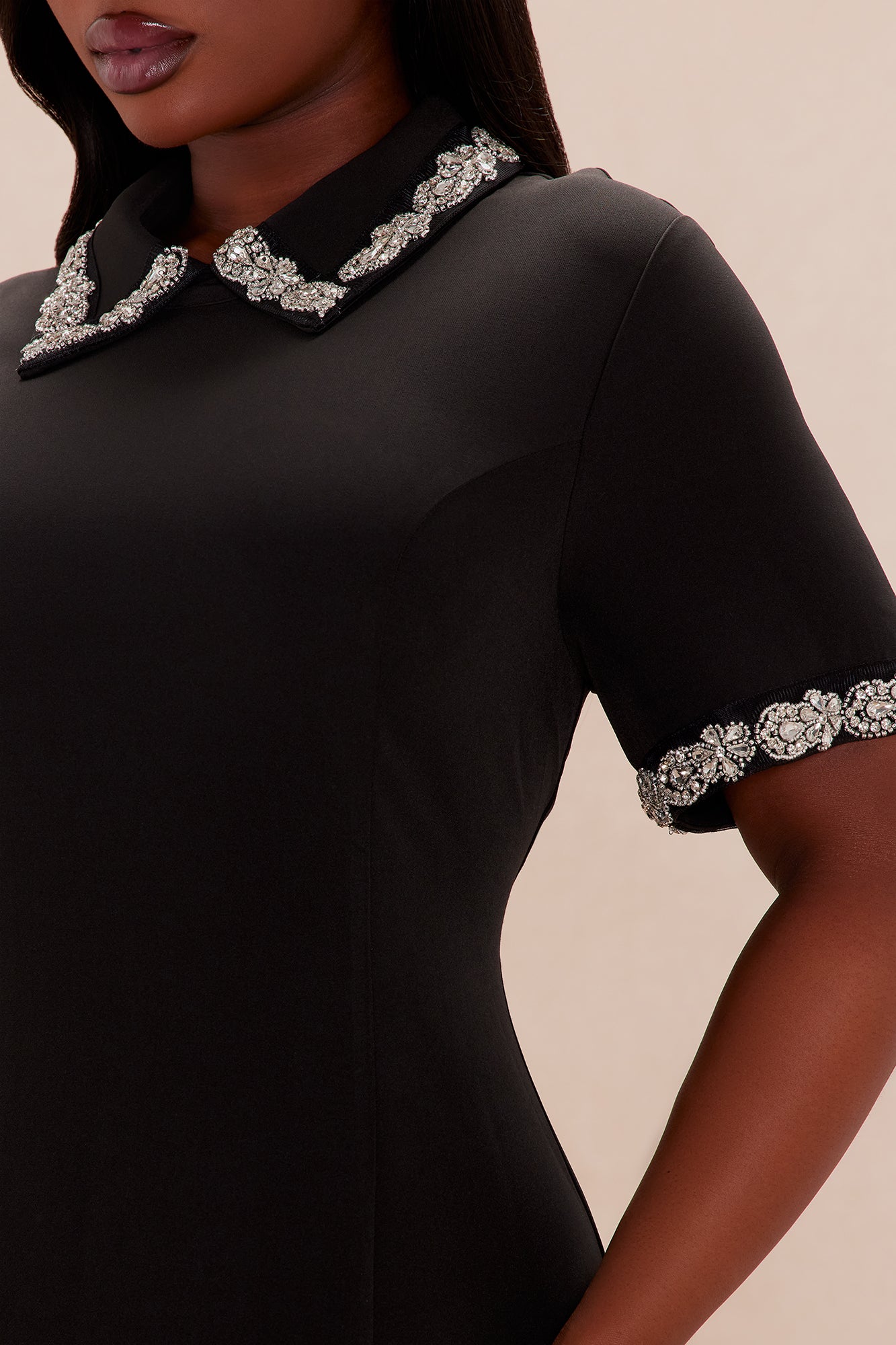 Evette Embellished Mini Dress - Black