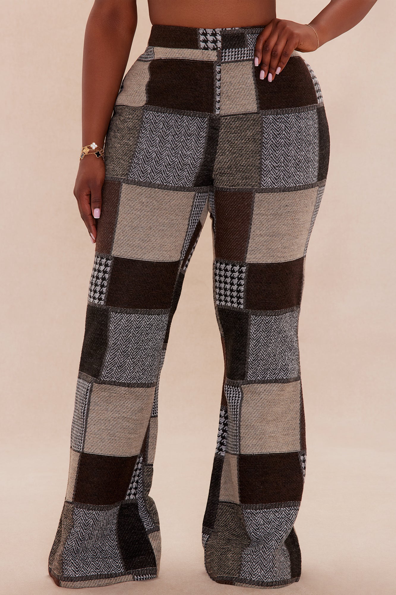 Harriet Patched Flare Pant - Brown/combo
