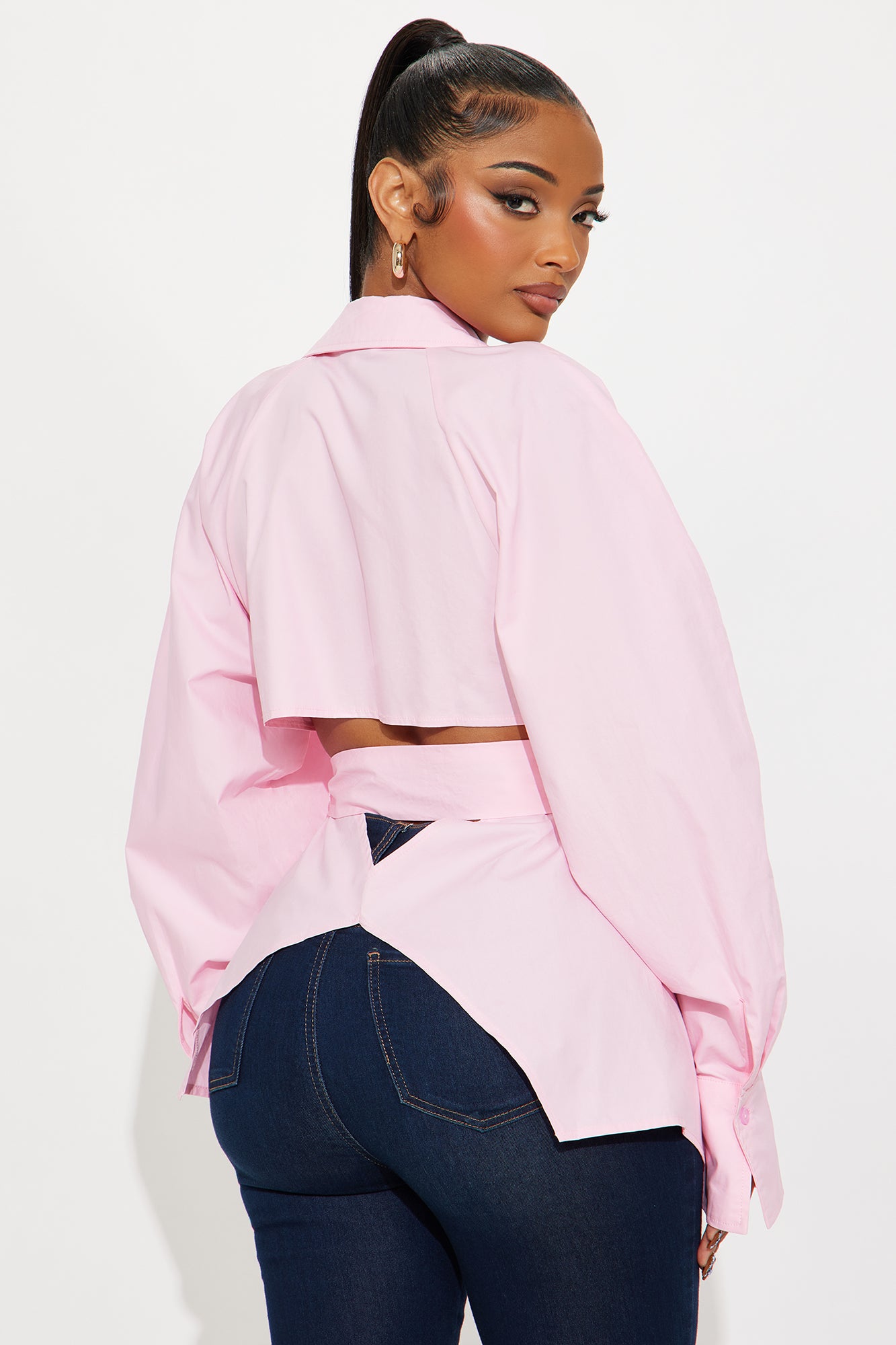 Memorize My Name Poplin Cut Out Shirt - Pink
