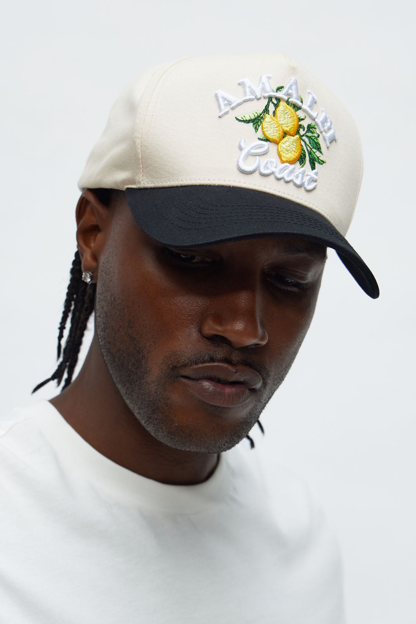 Amalfi Coast Embroidered Snapback Hat - Stone/Combo