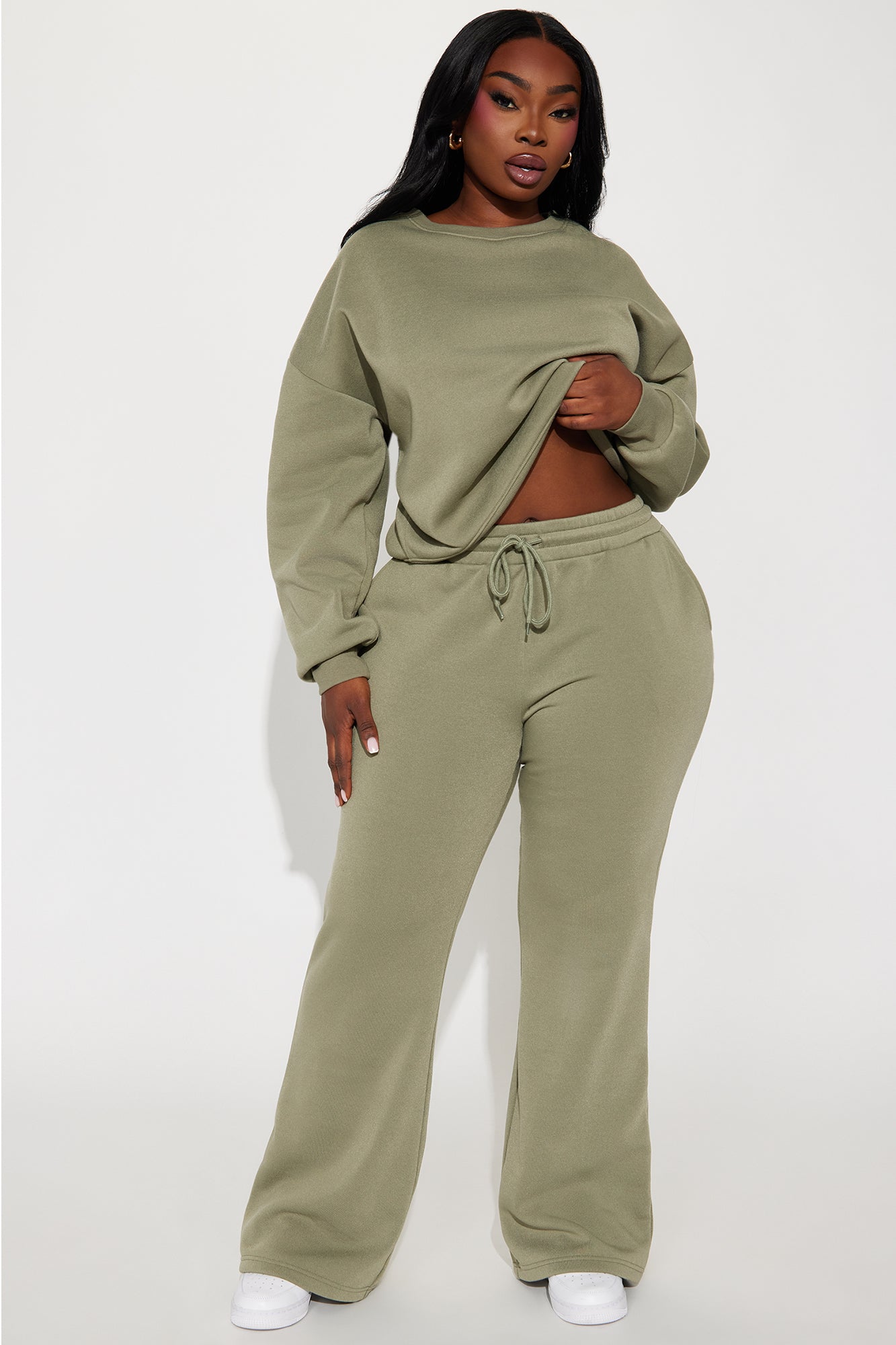 Candice Lounge Flare Pant - Olive
