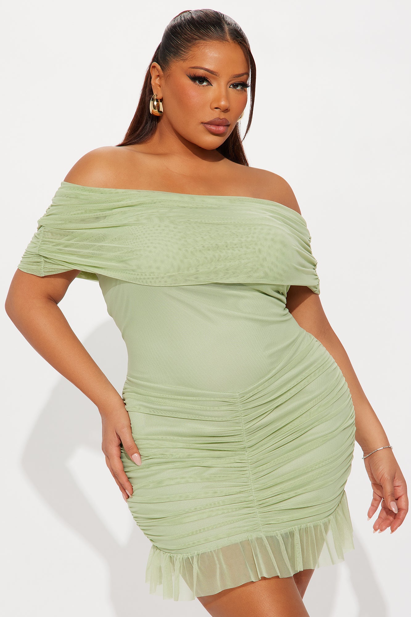 Lovely Day Mesh Mini Dress - Sage