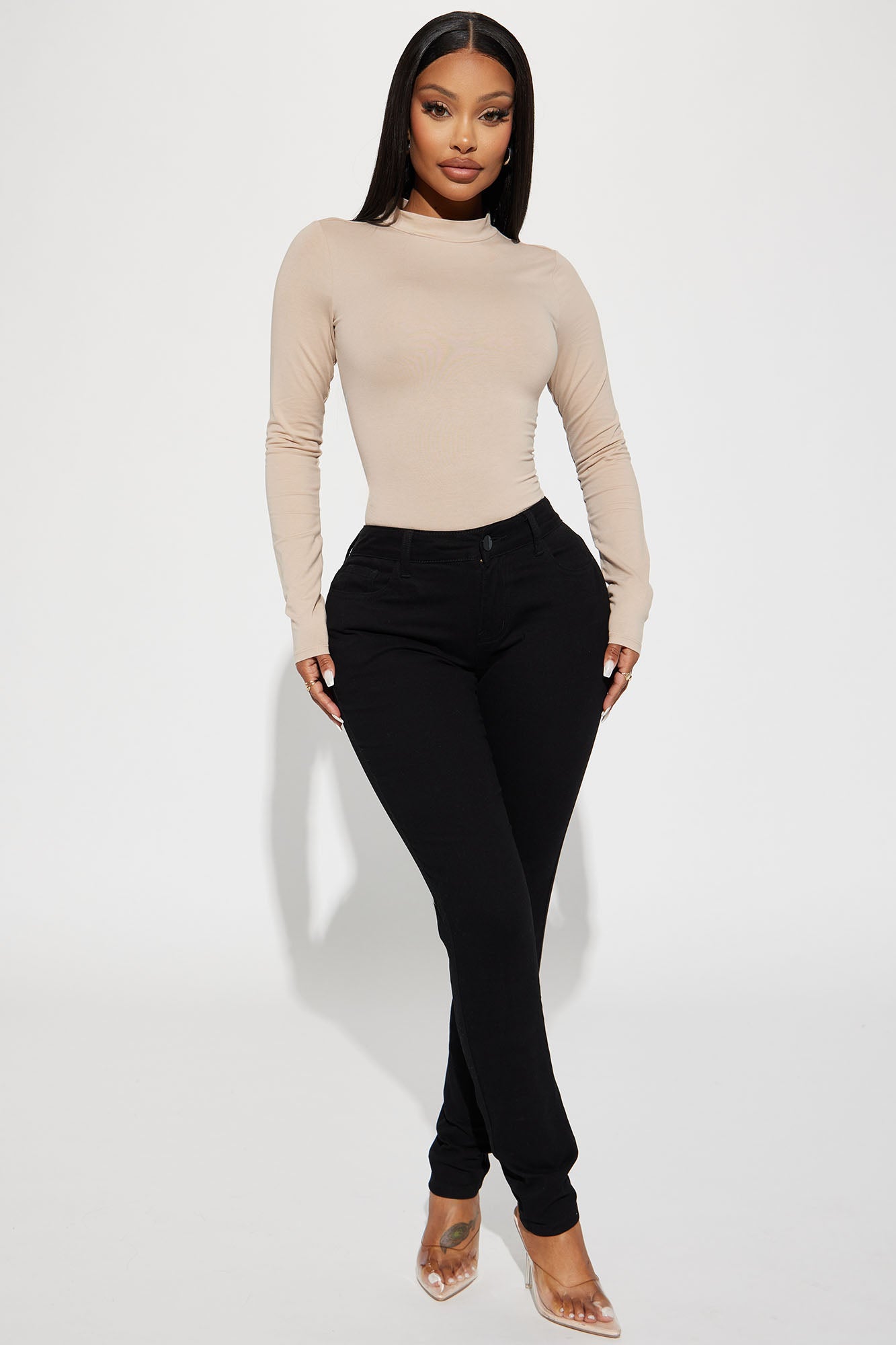 Melanie Mock Neck Bodysuit - Taupe