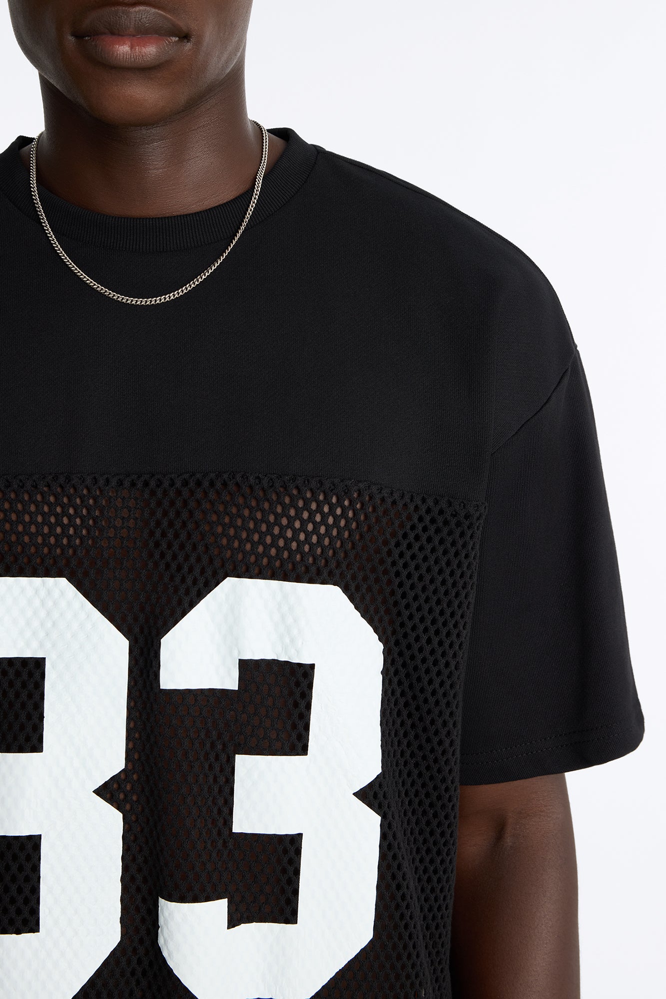 33 Oversized Mesh Fleece Tee - Black