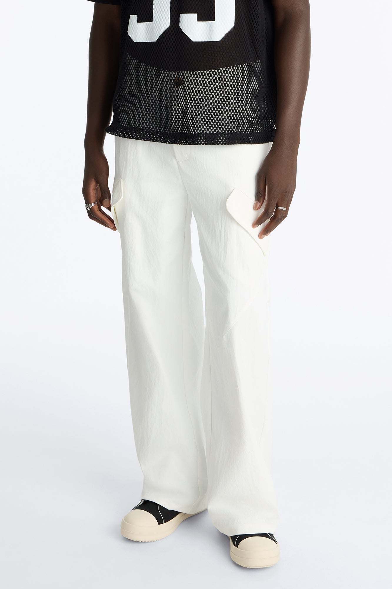 Cargo Wide Leg Tech Pant - White
