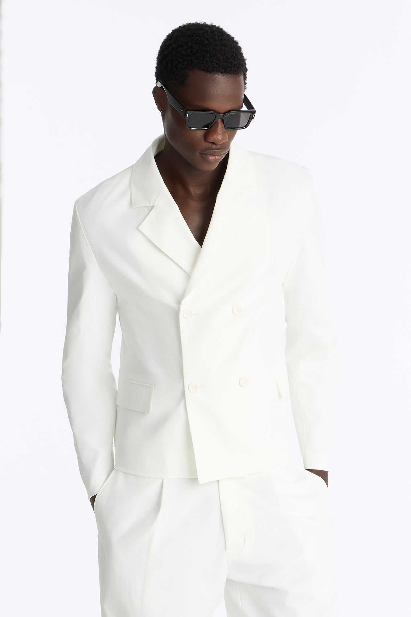 Heirloom Cropped Double Breasted Blazer - White