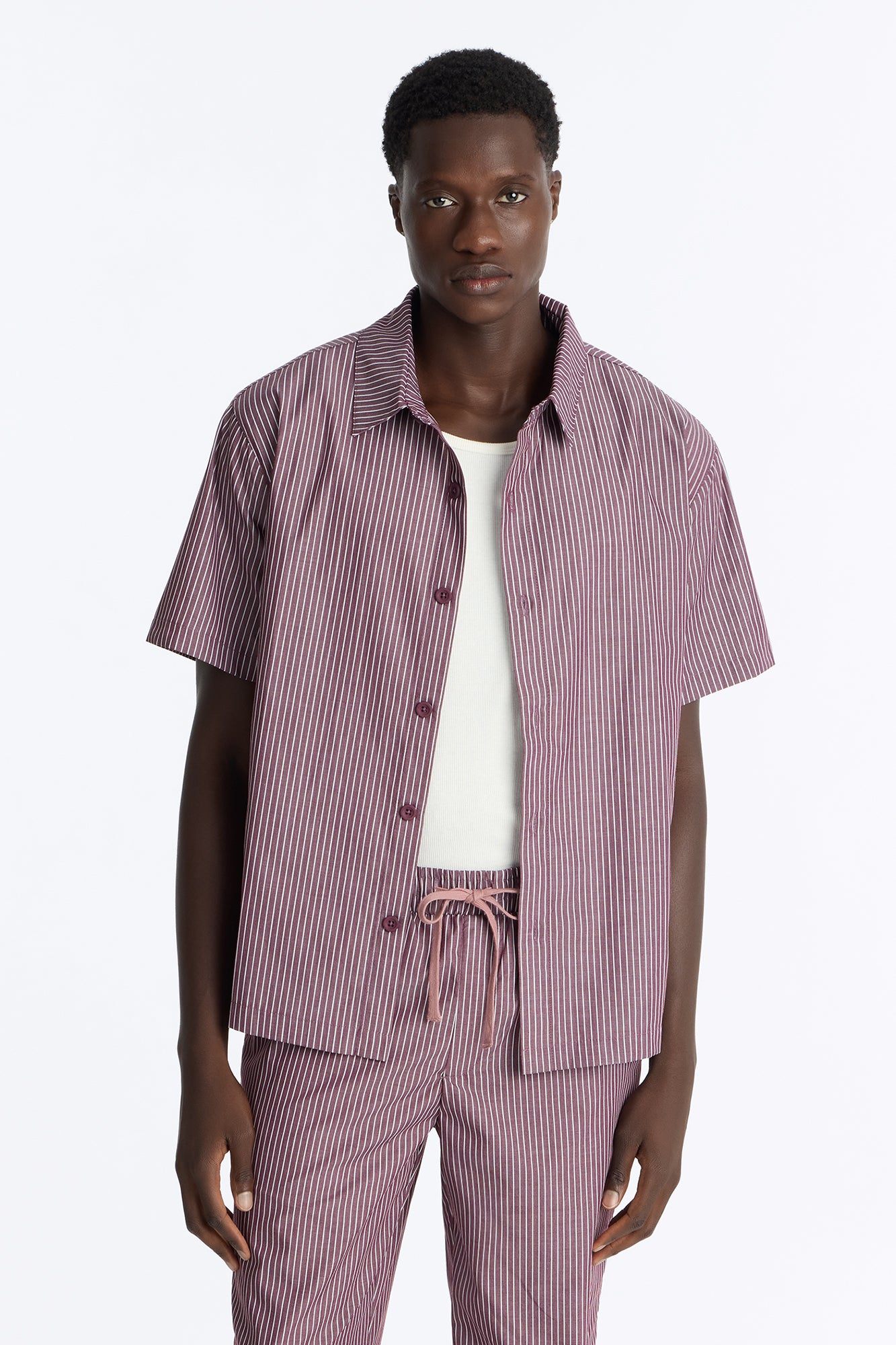 Monaco Relaxed Full Button Shirt - Burgundy/combo