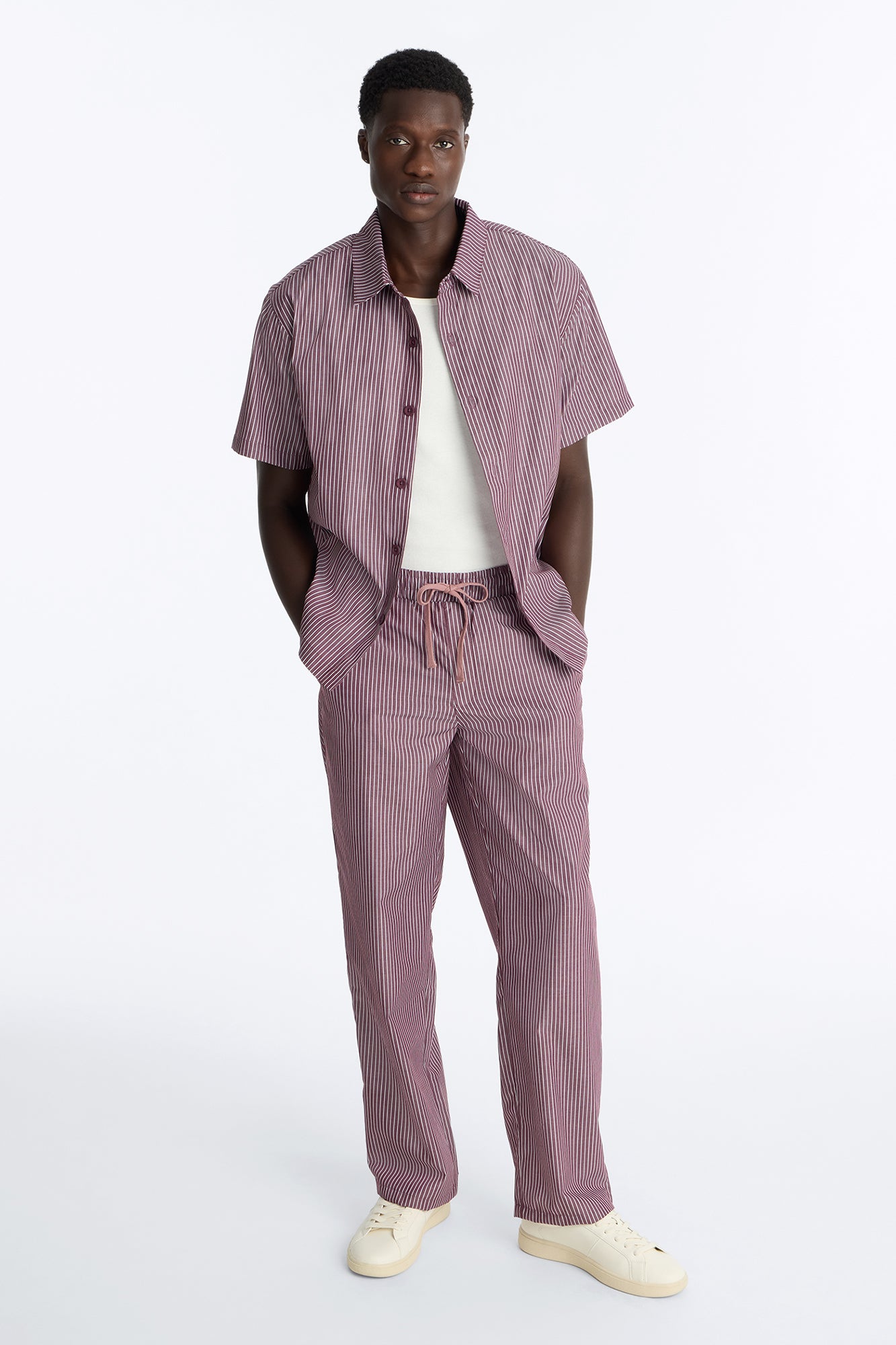 Monaco Relaxed Stripe Pant - Burgundy/combo