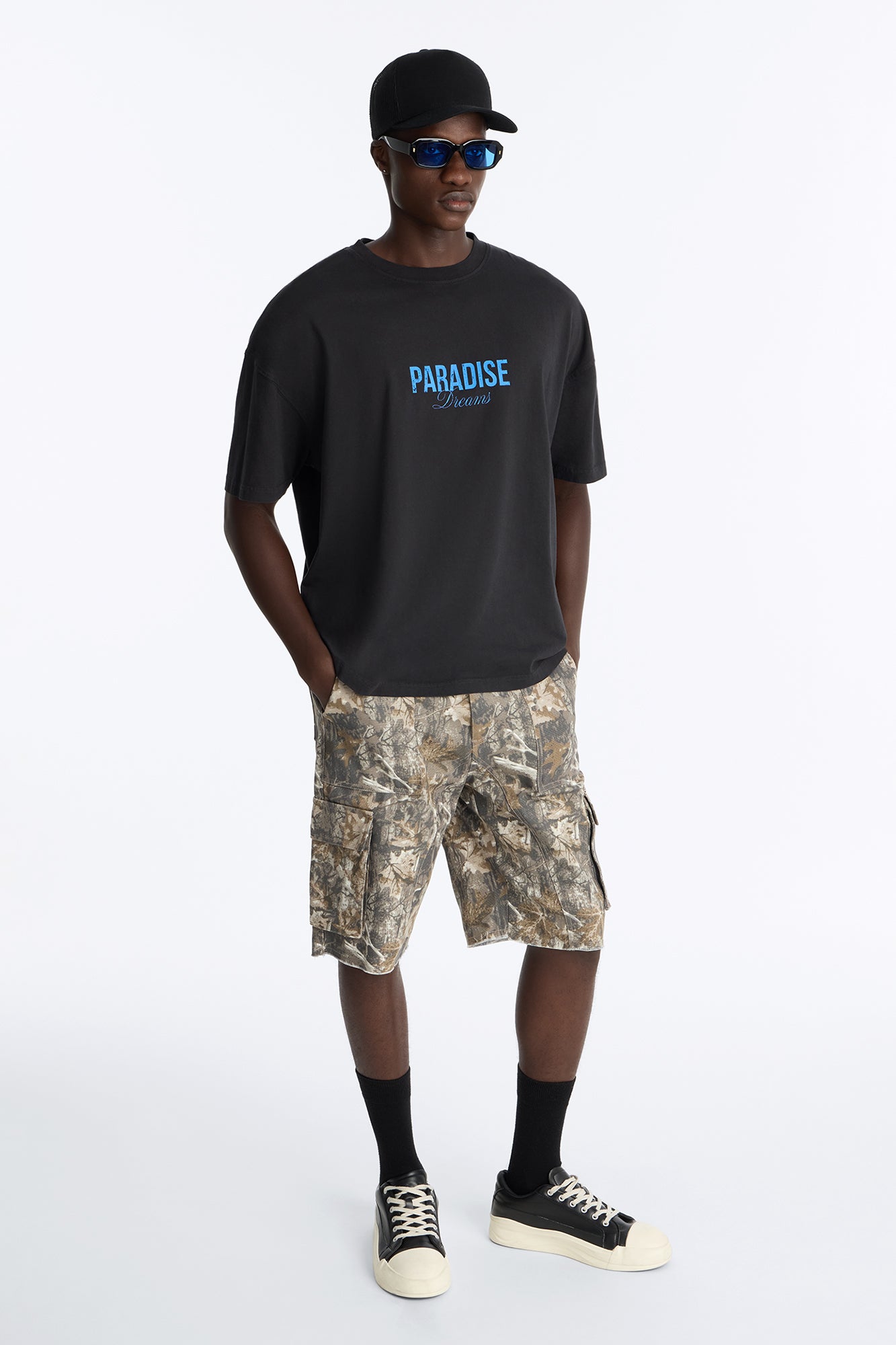 Paradise Angel Vintage Oversized Short Sleeve Tee - Black