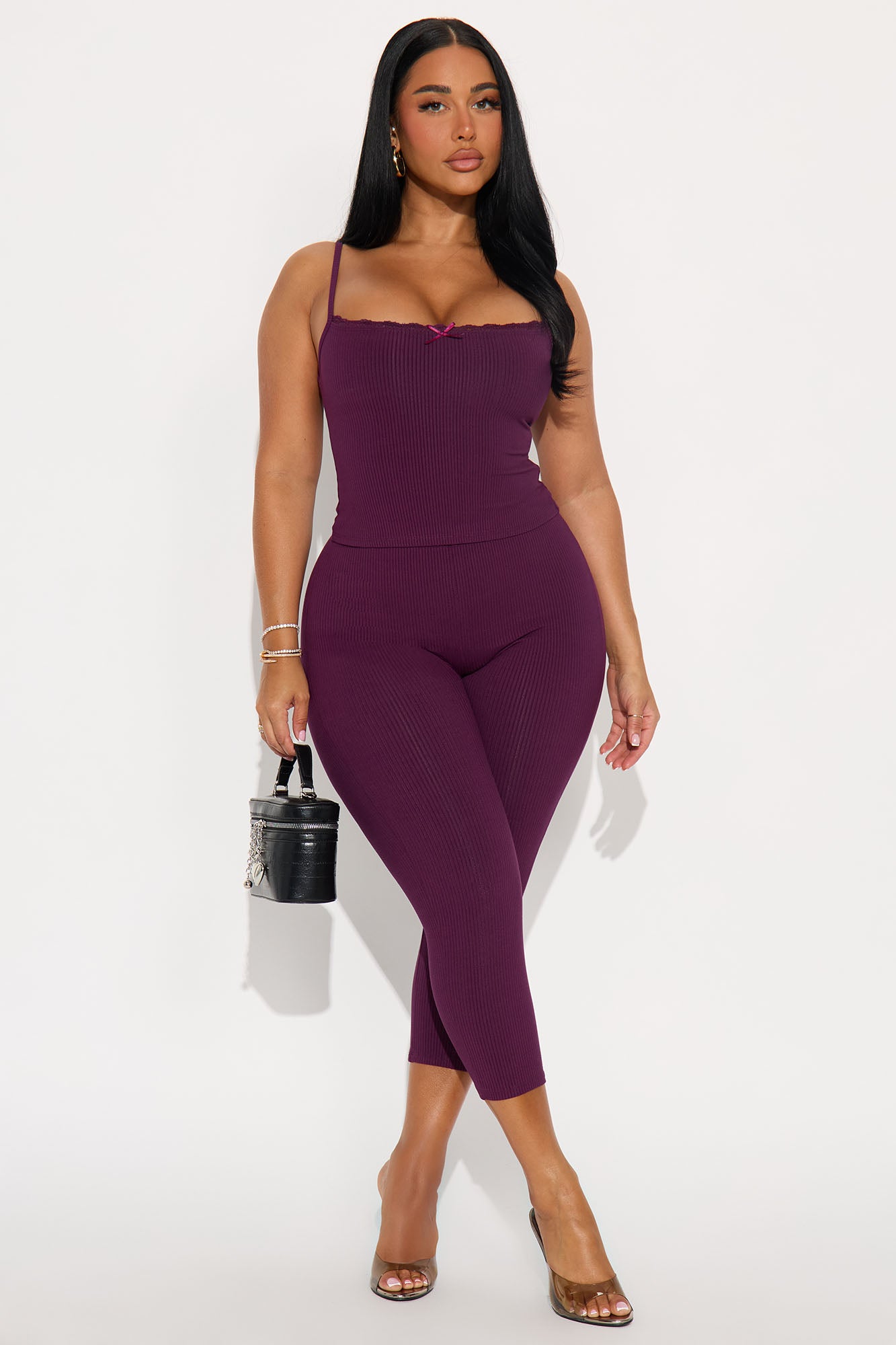 Stirling Snatched Capri Pant Set - Plum