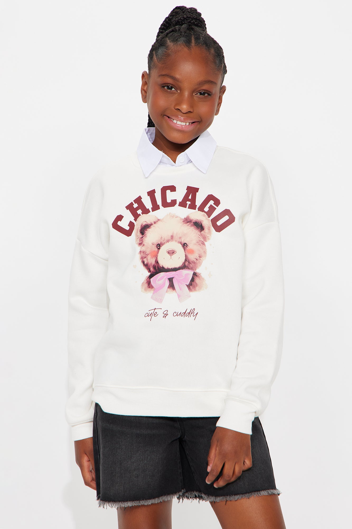 Mini Chicago Cutie Graphic Crew Neck Sweatshirt - Cream