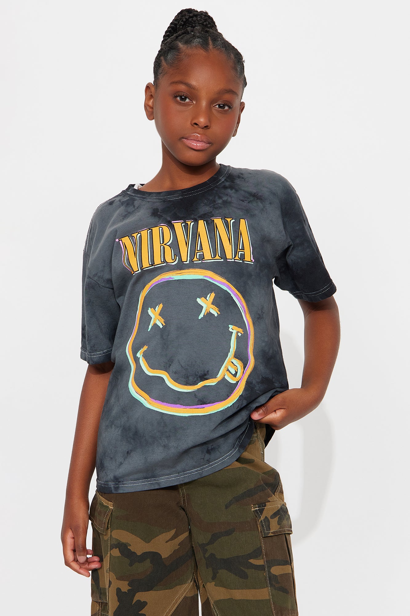 Mini Nirvana All Smiles Tie Dye Tee - Black/combo