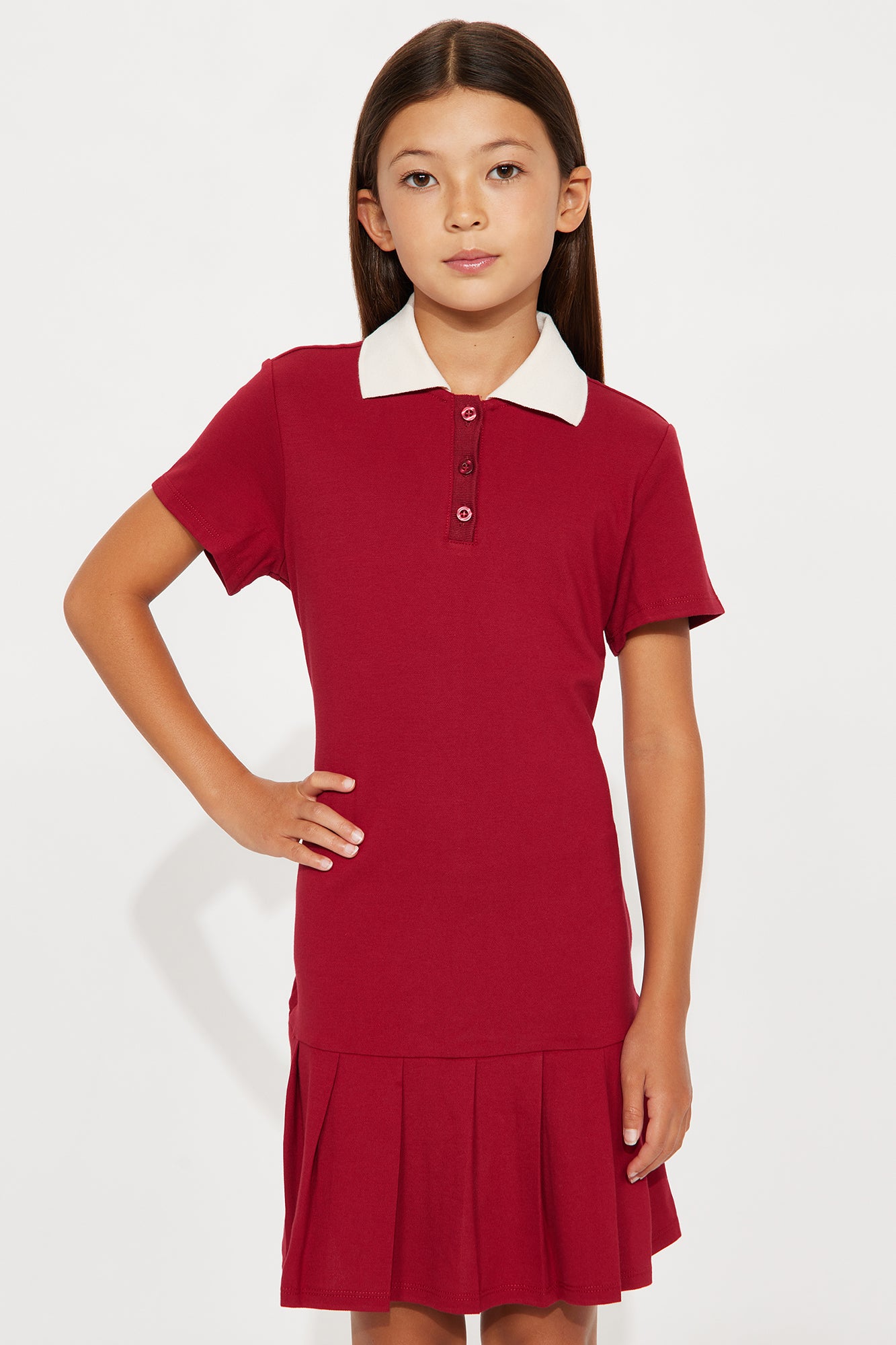 Mini Bree Pleated Polo Mini Dress - Wine