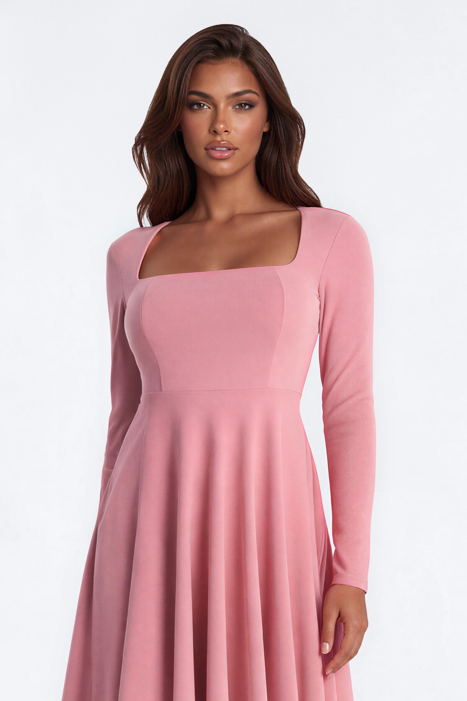 Alena Long Sleeve Midi Dress - Mauve