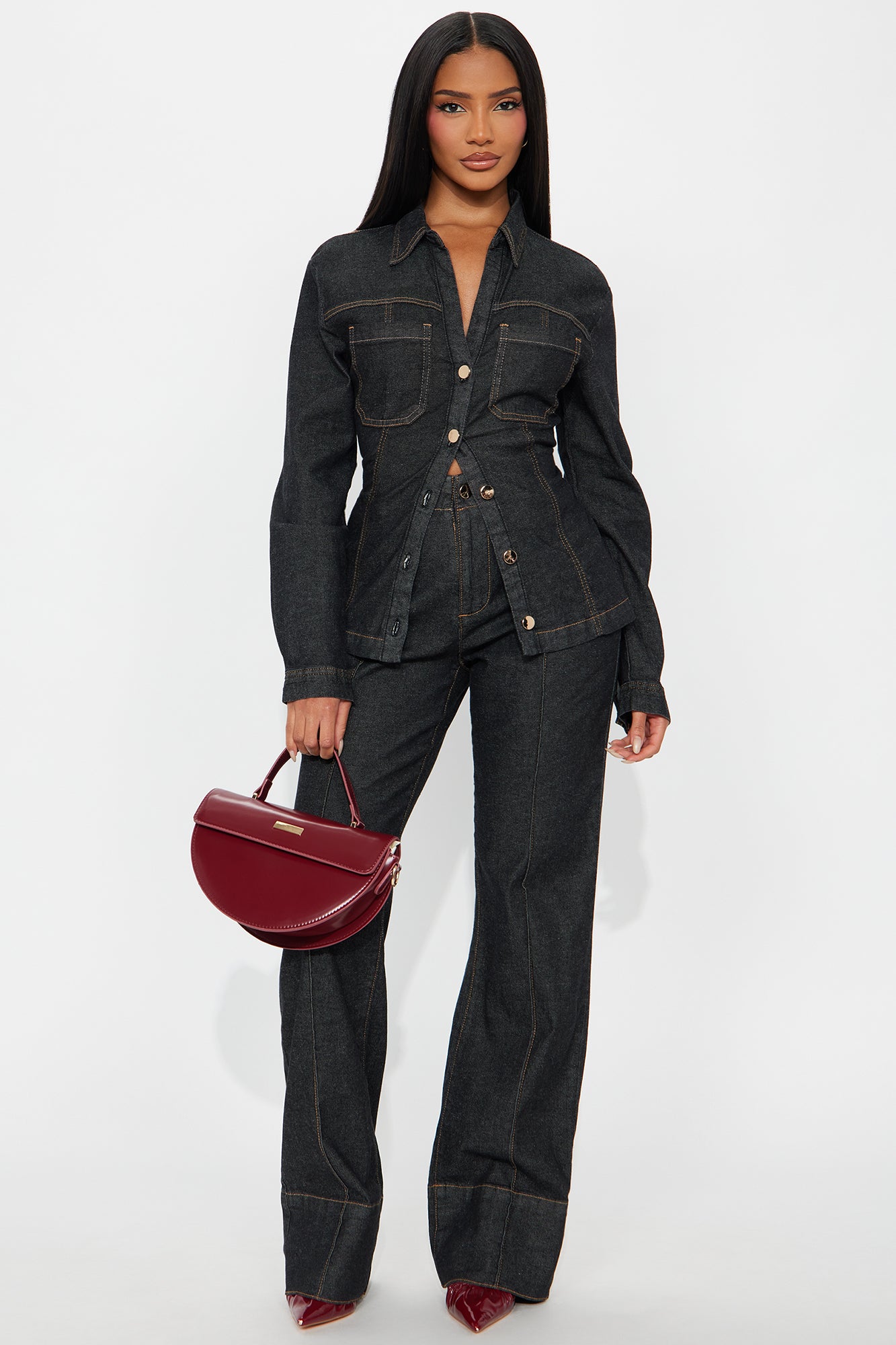 Kylie Denim Pant Set - Dark Wash
