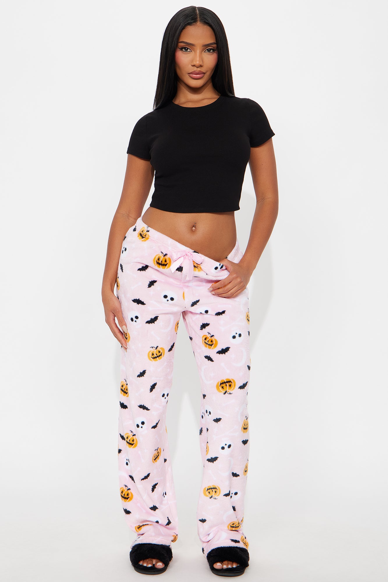 Feeling Spooky Halloween Plush PJ Pants - Pink/combo