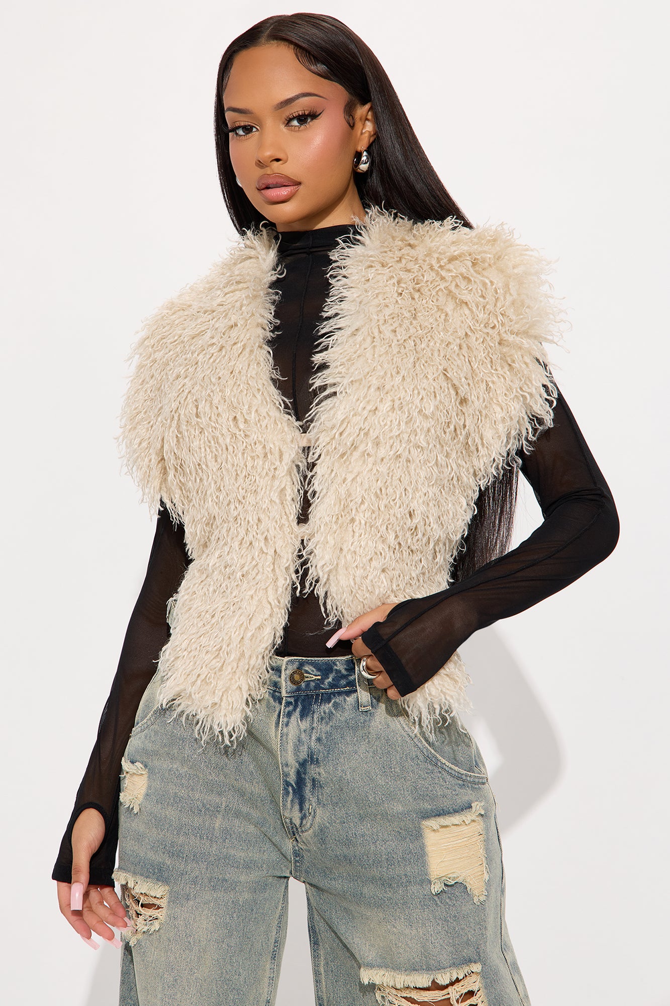 So Shaggy Body Scarf - Taupe