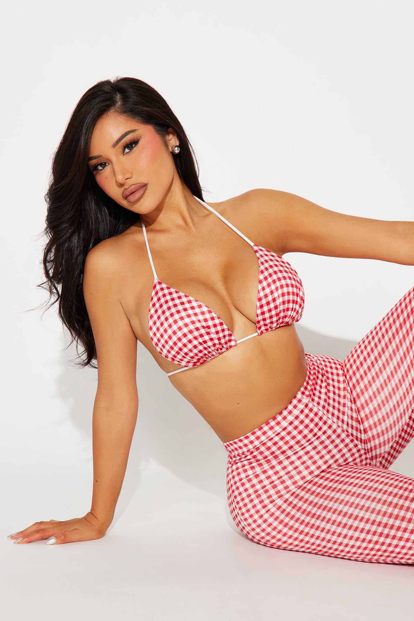 Sweet Talking Gingham 2 Piece Top - Red/White