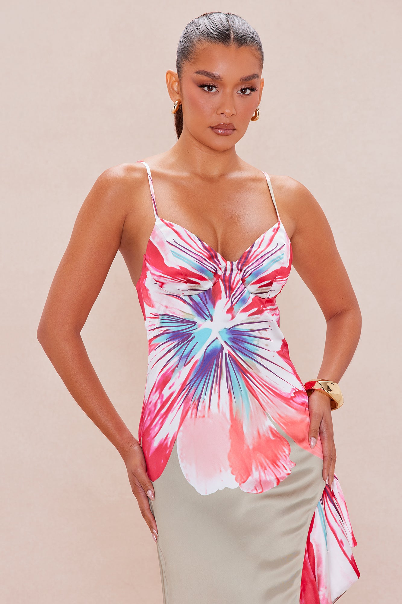 Lani Satin Maxi Dress - Pink/combo