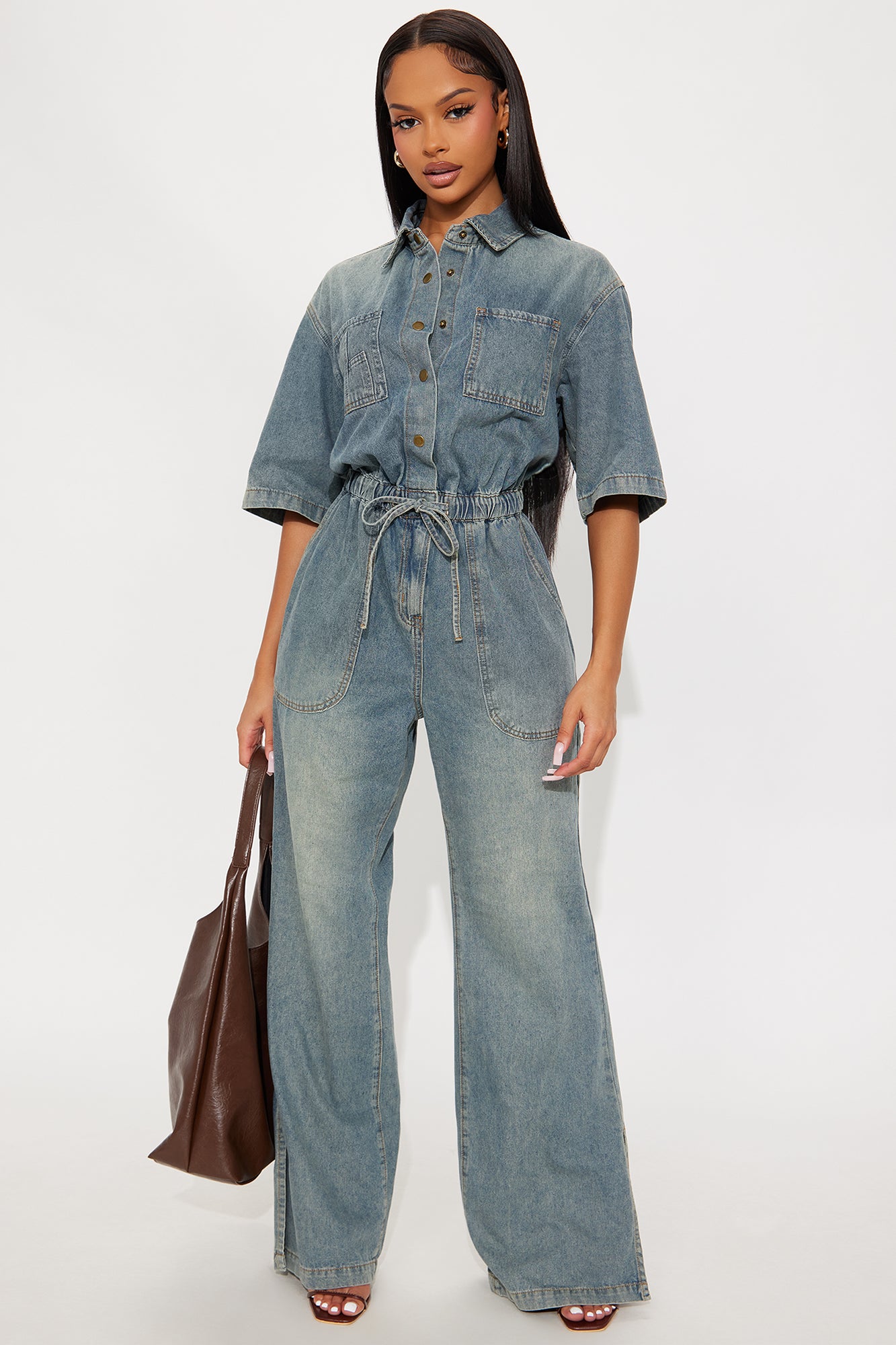 Diana Medium Washed Denim Jumpsuit - Medium Wash