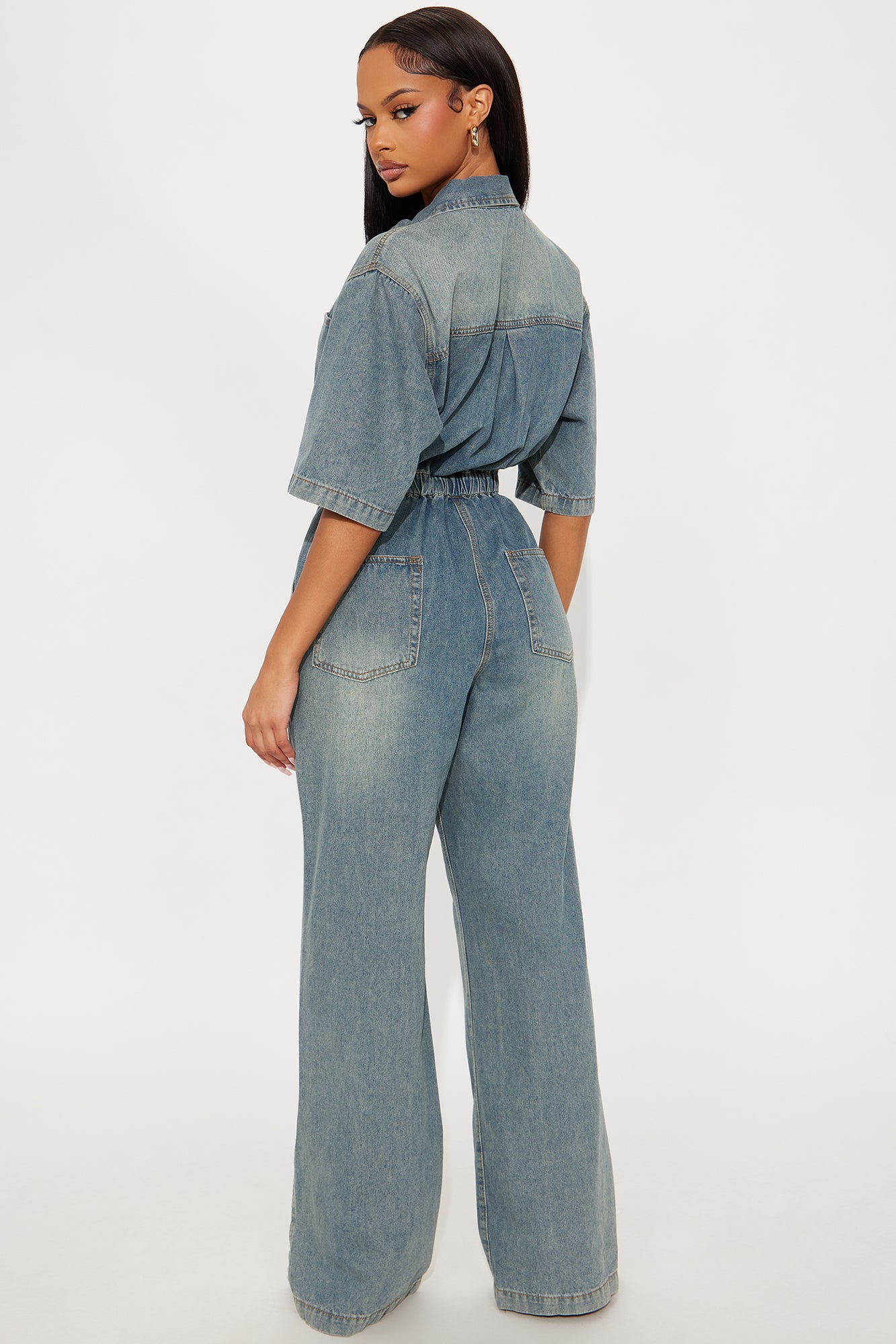 Diana Medium Washed Denim Jumpsuit - Medium Wash