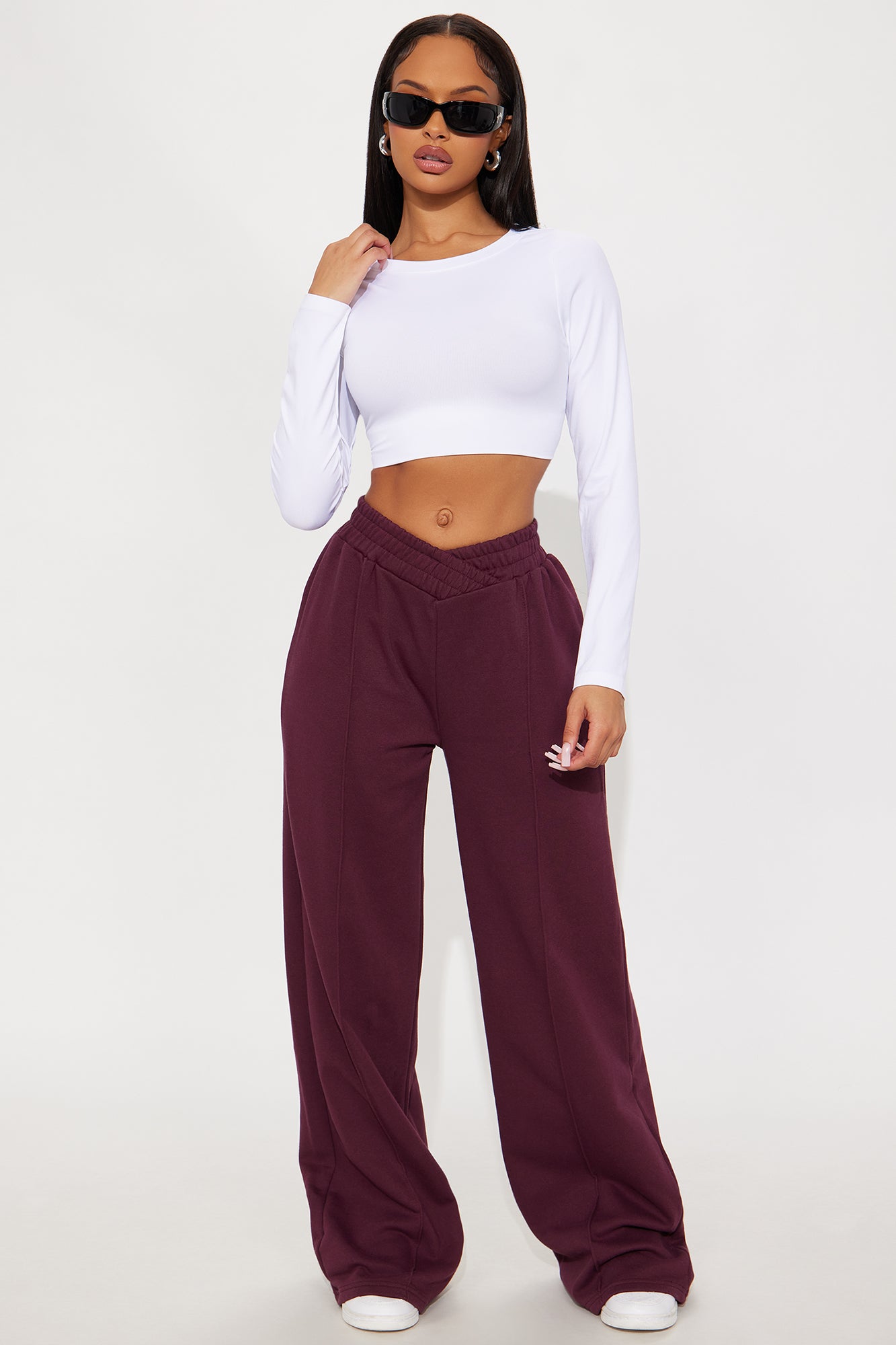 Cassandra Cross Over Lounge Pant - Burgundy